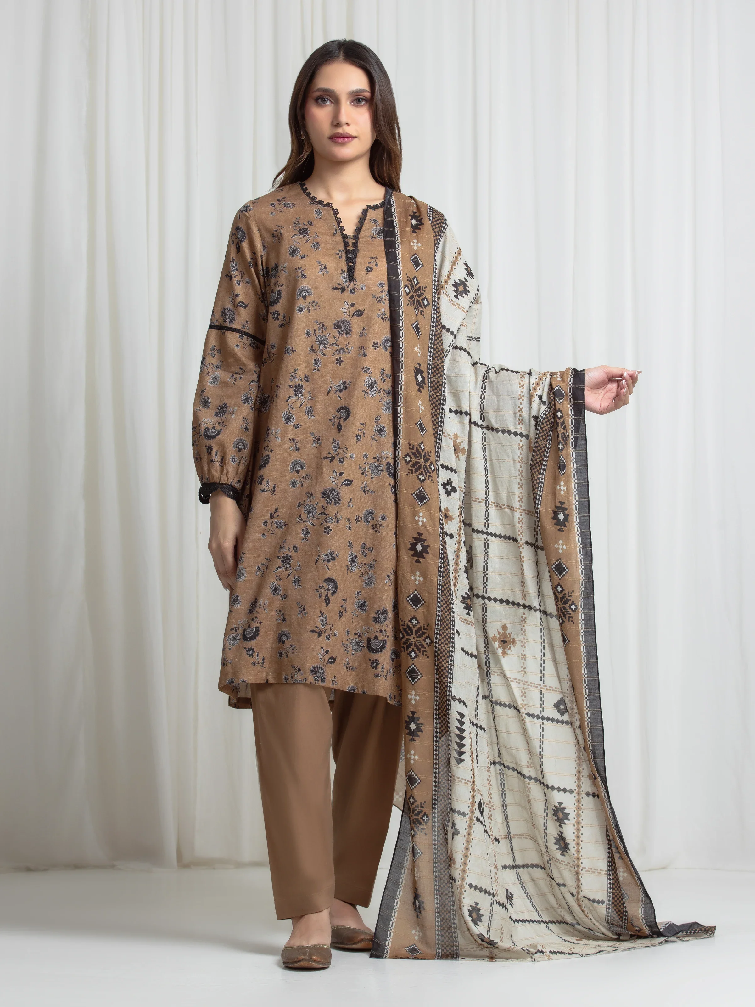 Printed Zari Lawn Suit - EWU6M6-098-3P