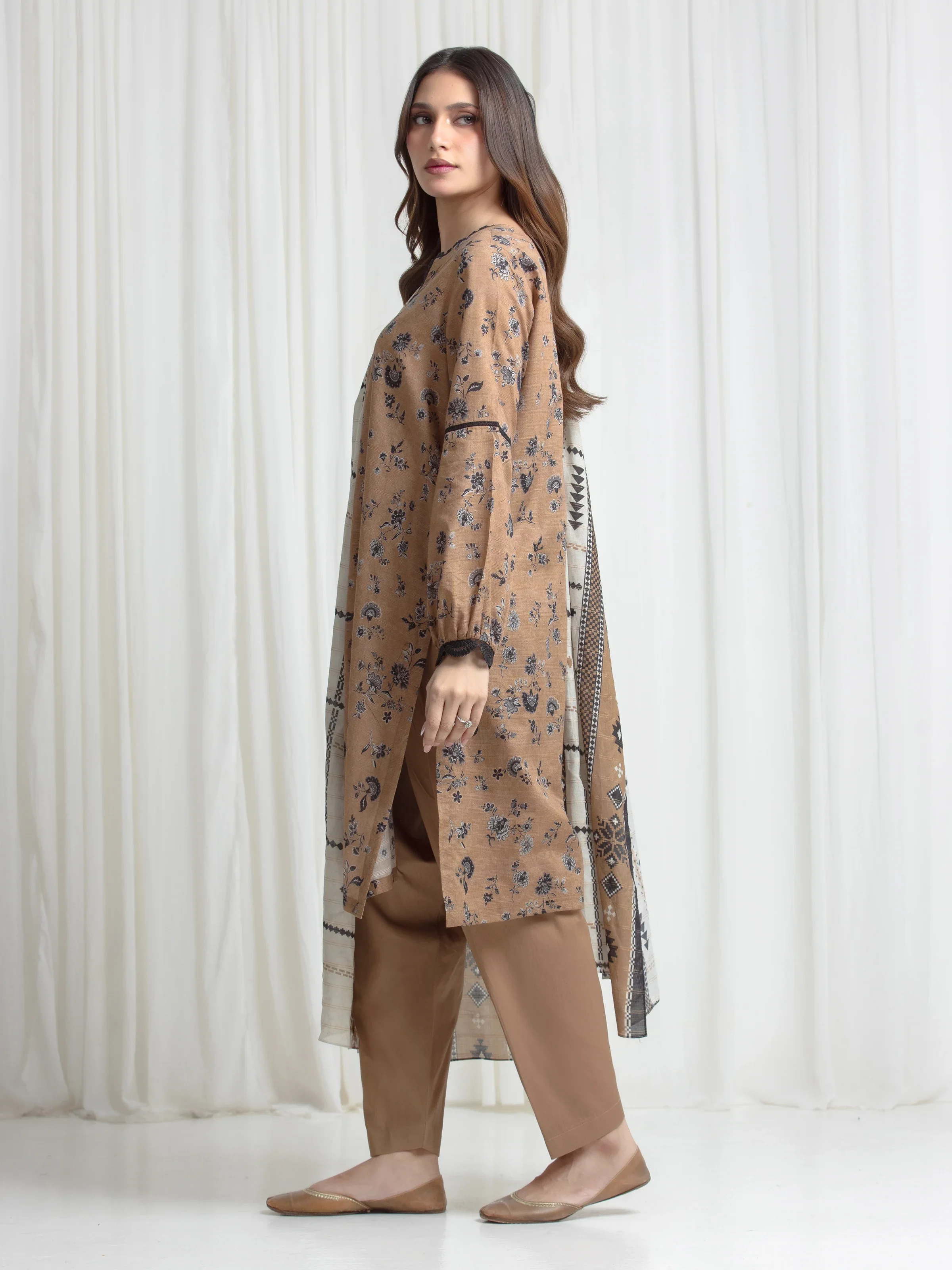 Printed Zari Lawn Suit - EWU6M6-098-3P - Image 5