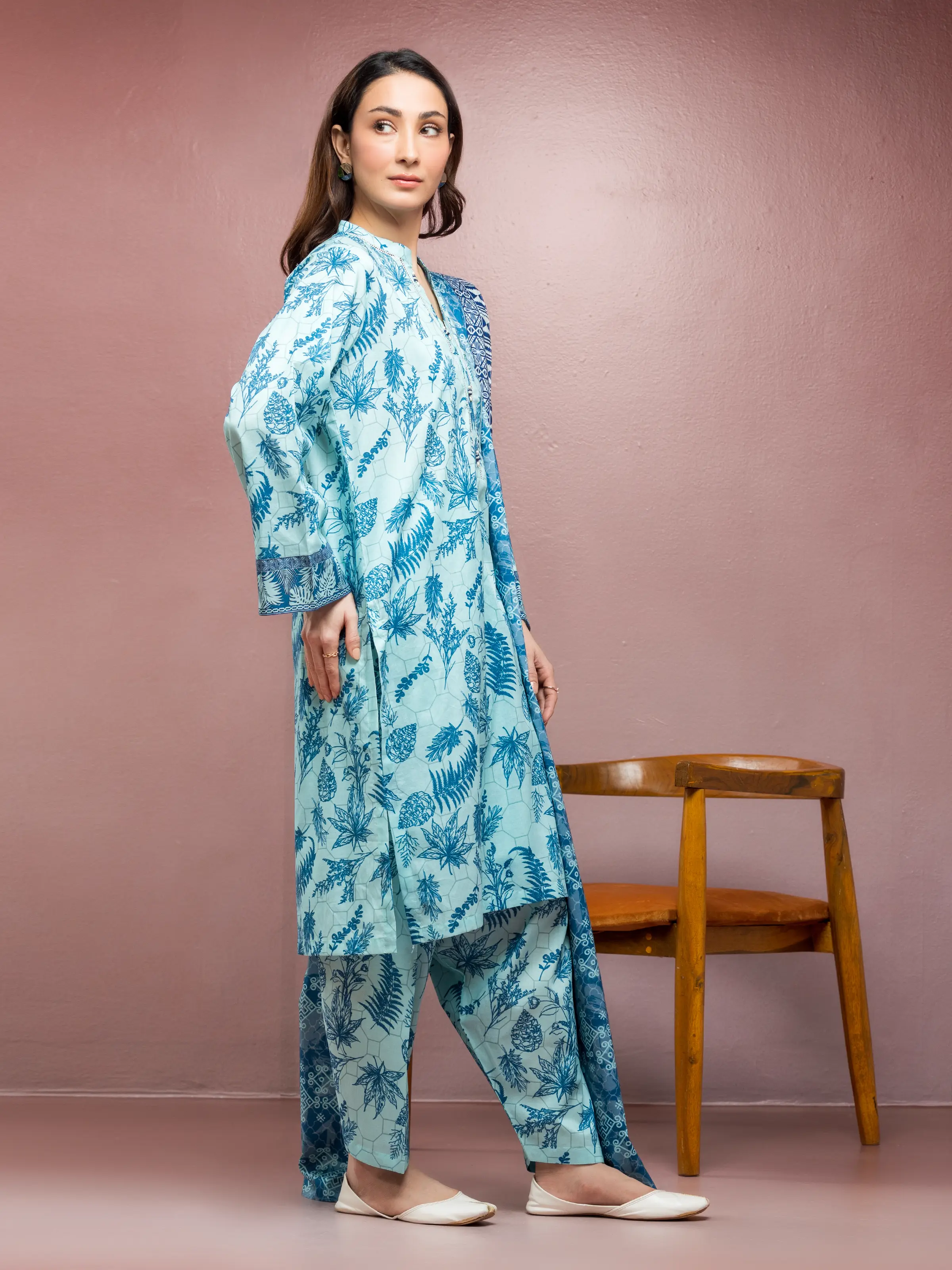Printed Lawn Suit - EWU5A1-35082-3P - Image 3