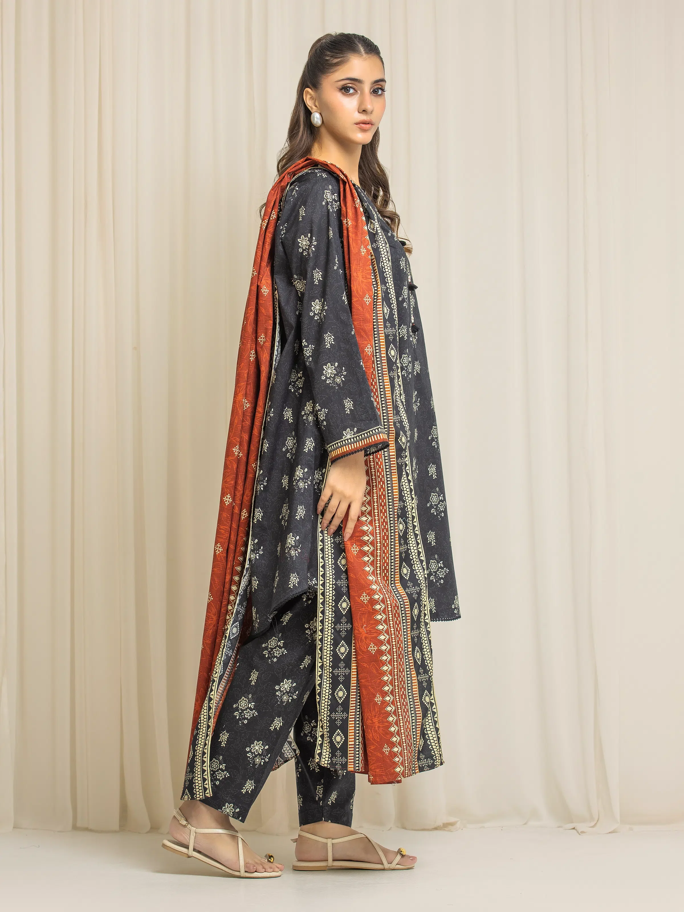 Printed Lawn Suit - EWU6A1-35286-3P - Image 5
