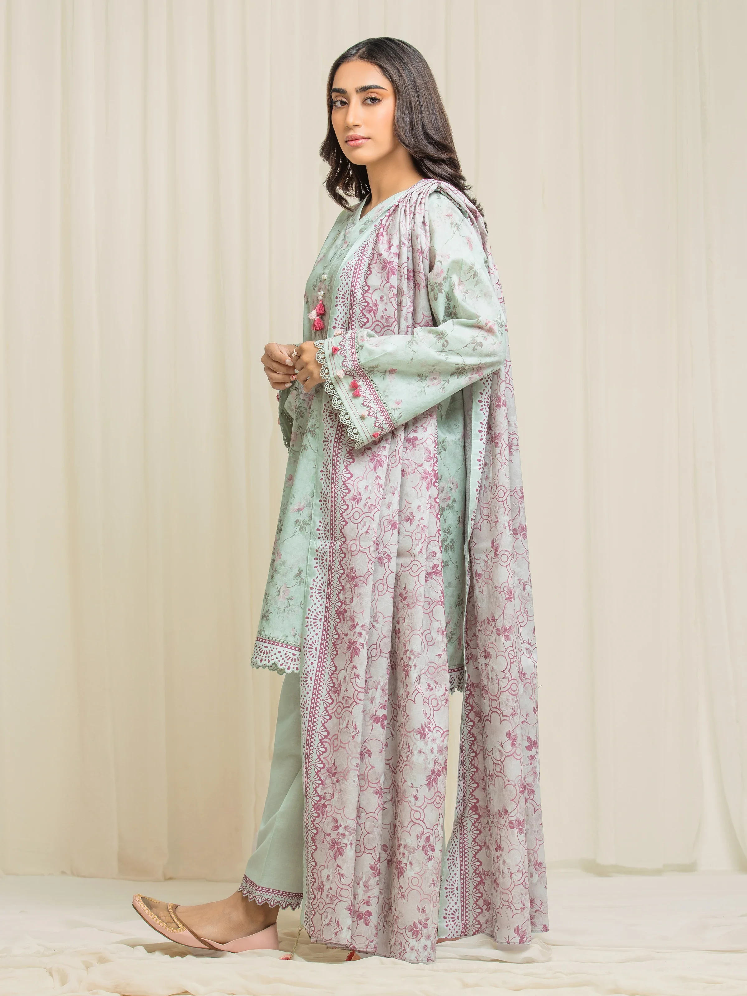 Printed Lawn Suit - EWU6A1-36546-3P - Image 5