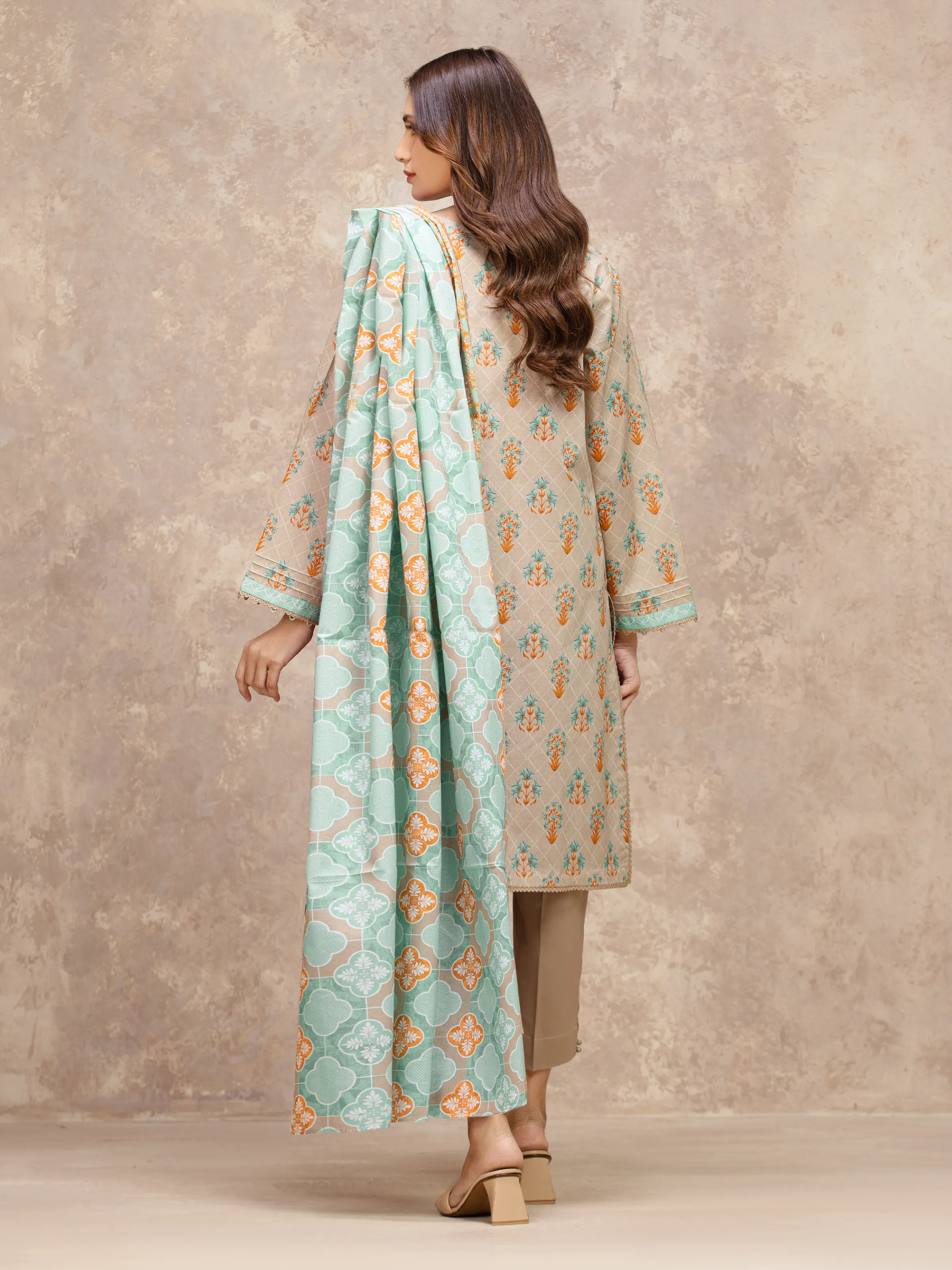 Printed Lawn Suit - EWU6A1-36548-3P - Image 5
