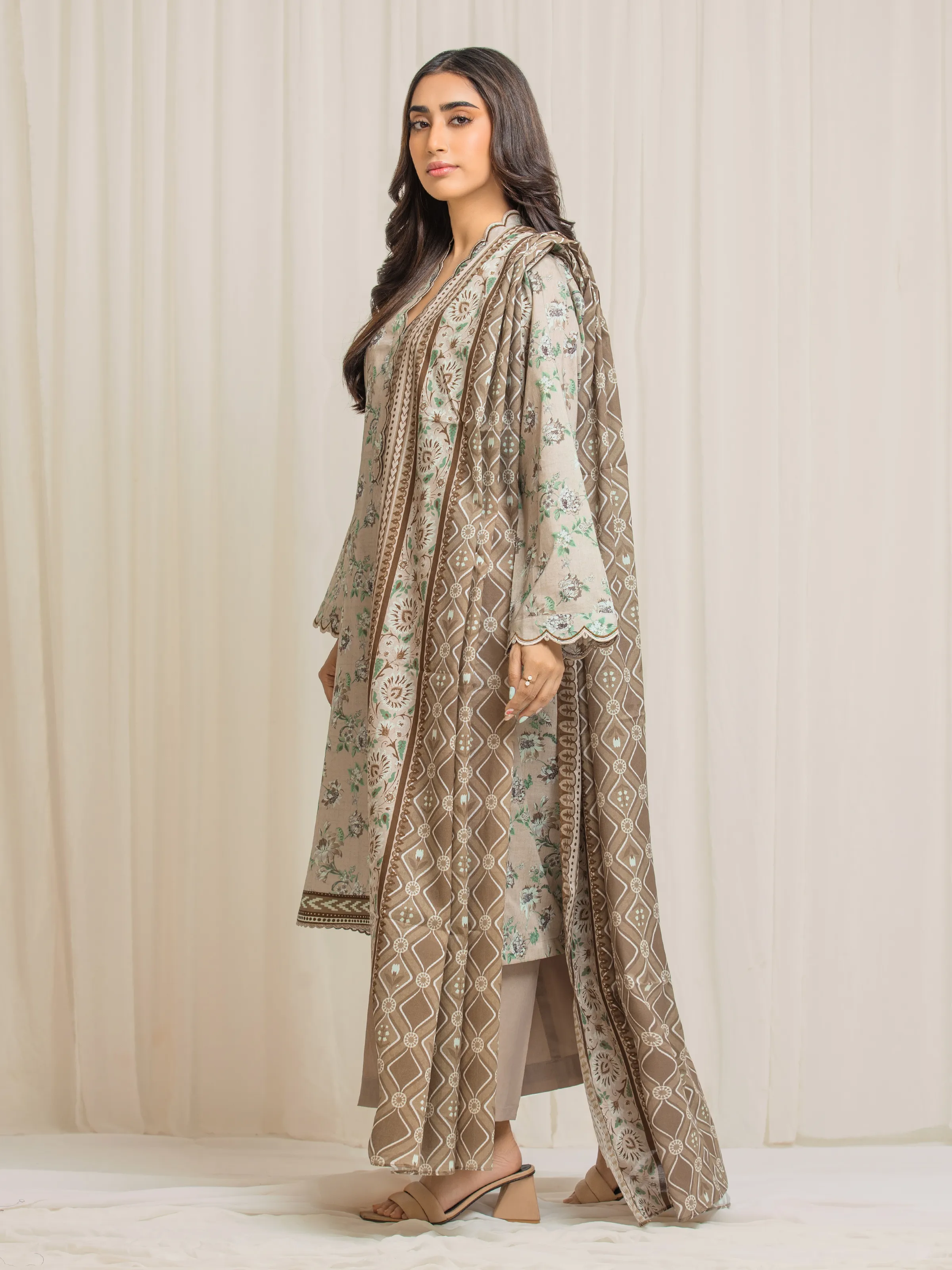 Printed Lawn Suit - EWU6A1-36557-3P - Image 5