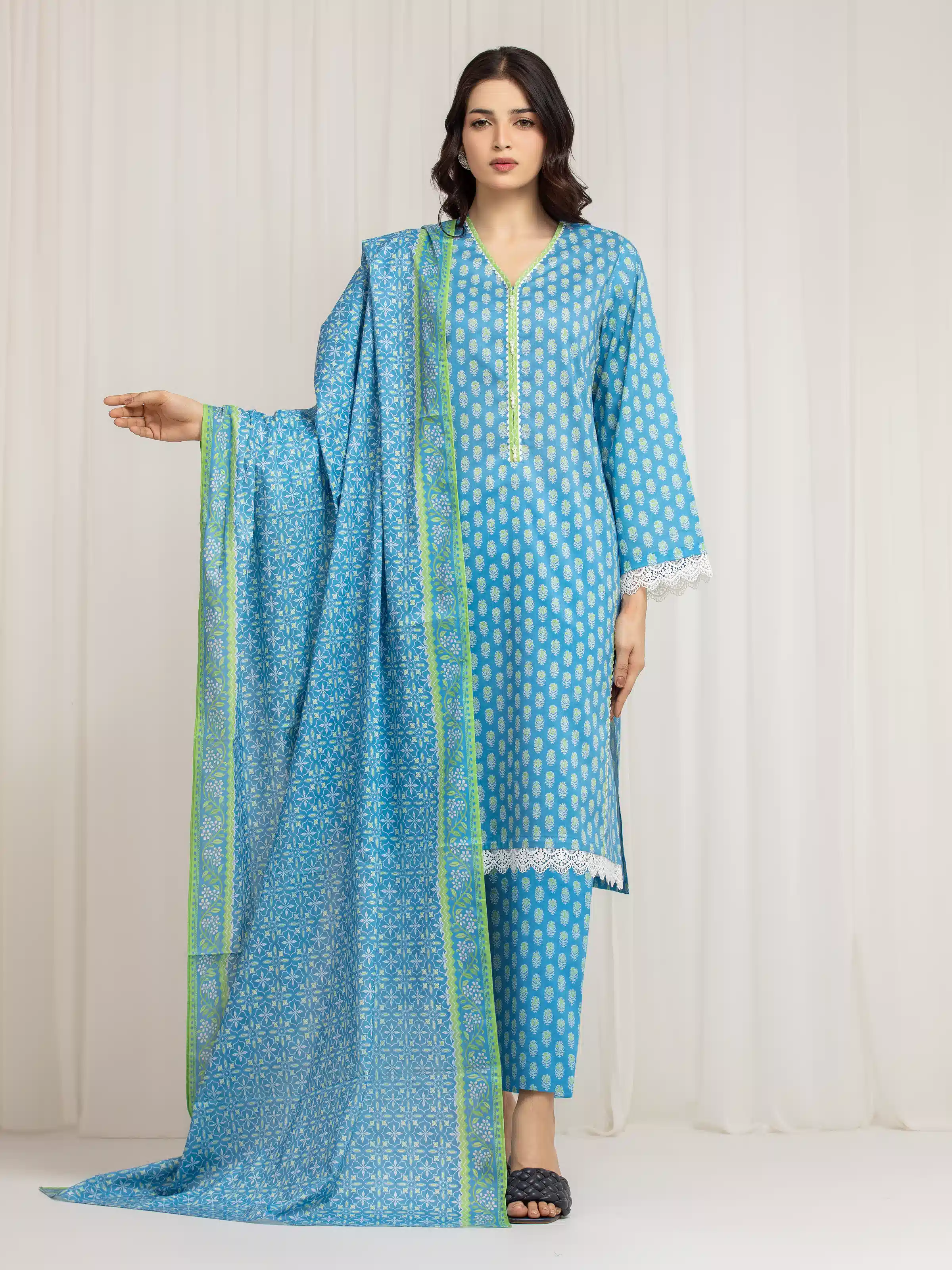 Unstitched Printed Lawn Suit - EWU6A1-36592-3P