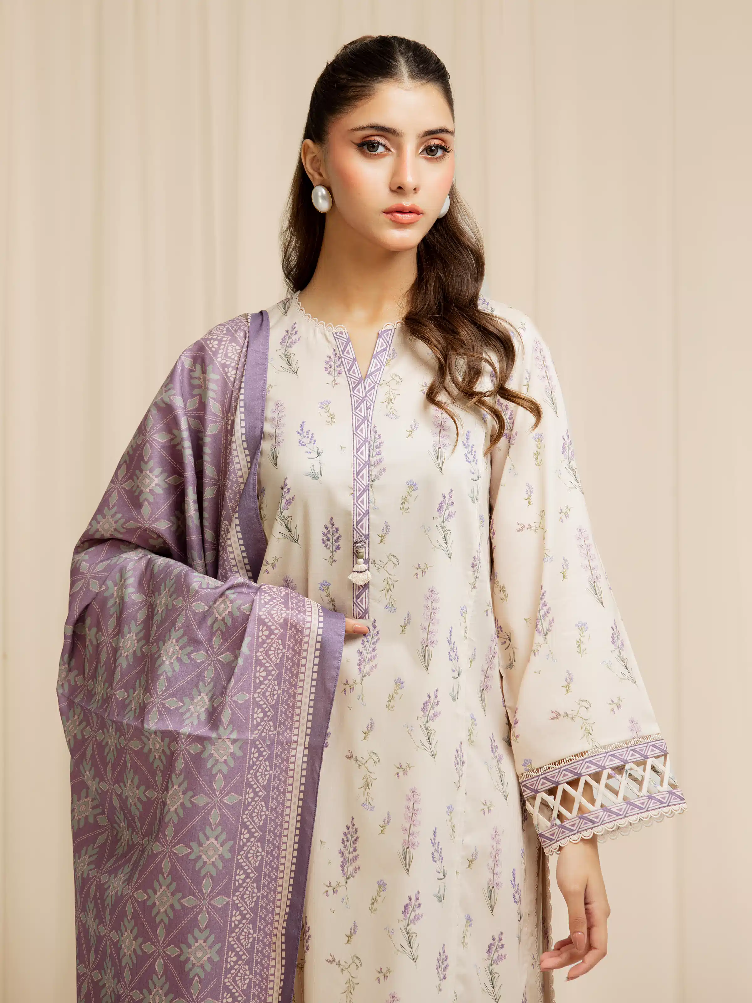 Printed Lawn Suit - EWU6A1-36598-3P - Image 2