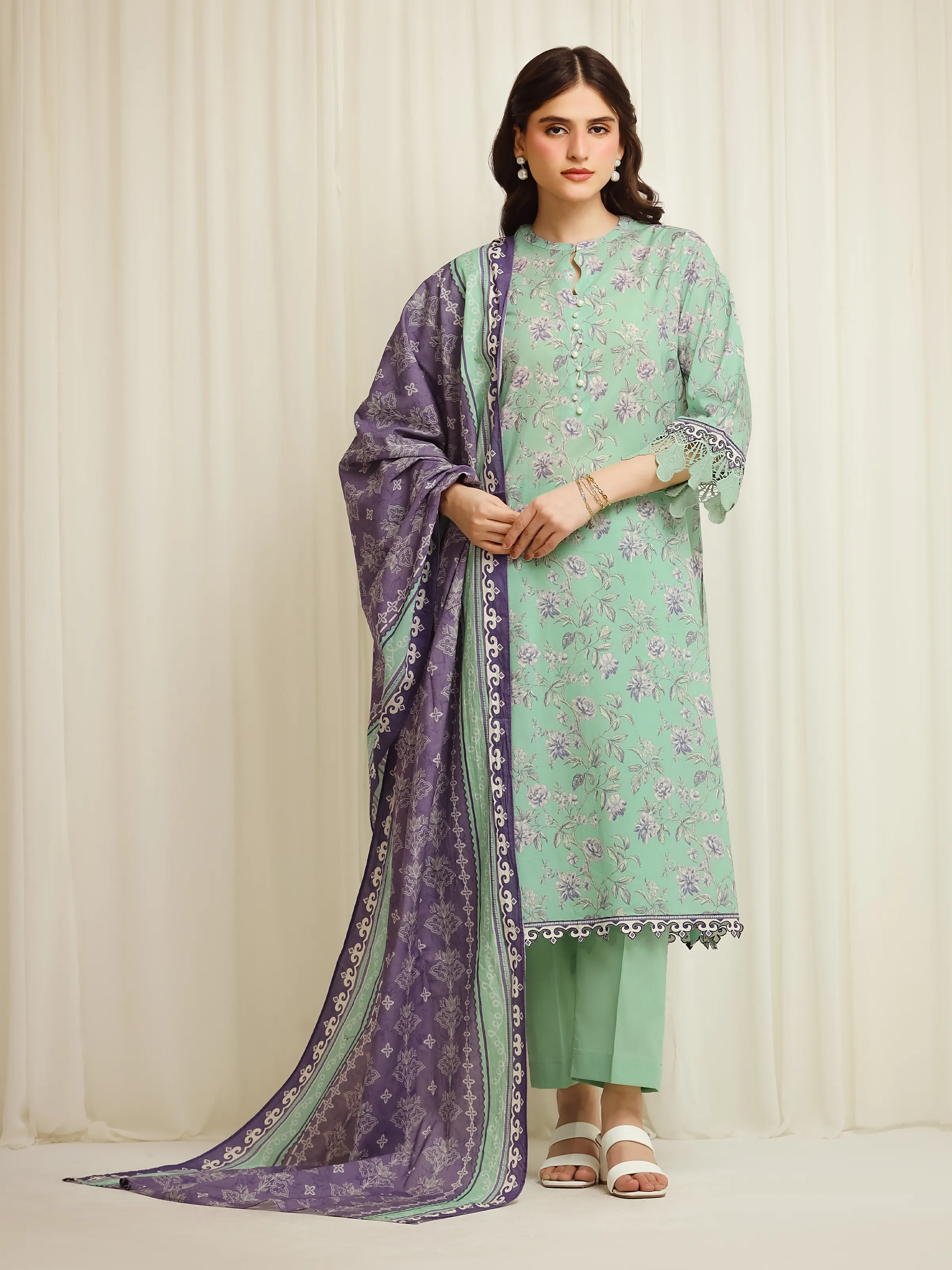 Printed Lawn Suit - EWU6A1-36607-3P