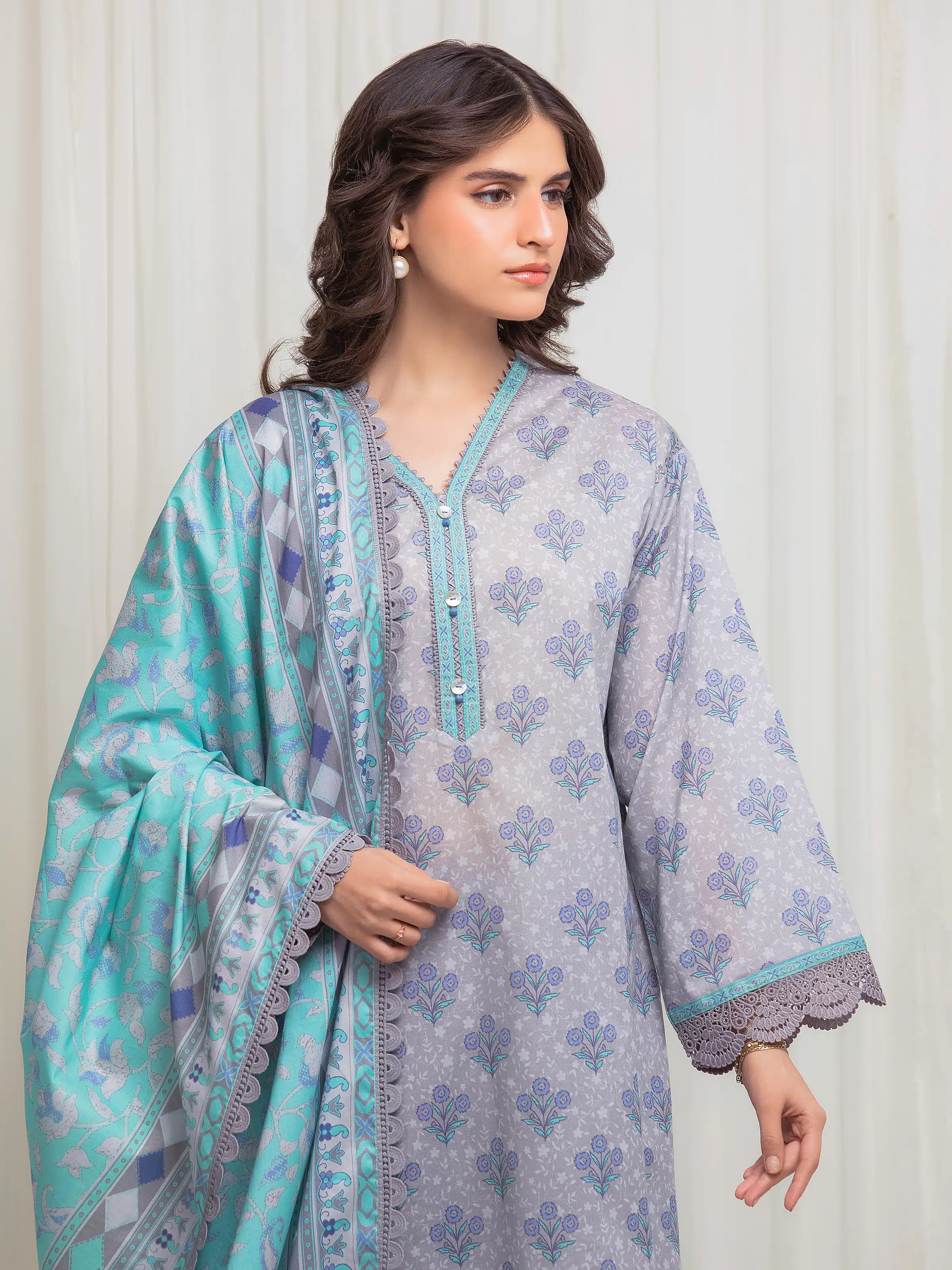 Printed Lawn Suit - EWU6A1-36610-3P - Image 2