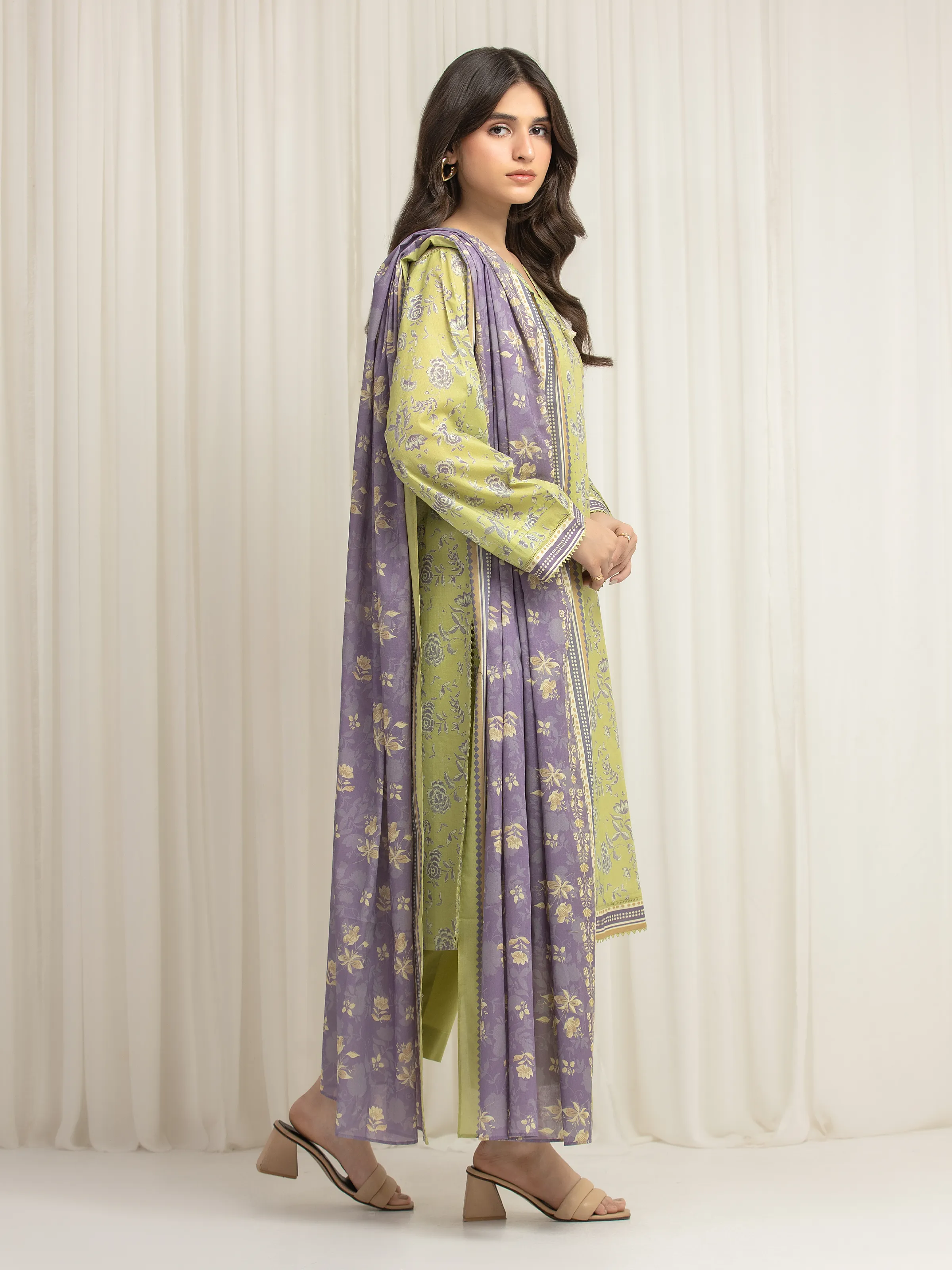 Printed Lawn Suit - EWU6A1-36622-3P - Image 5