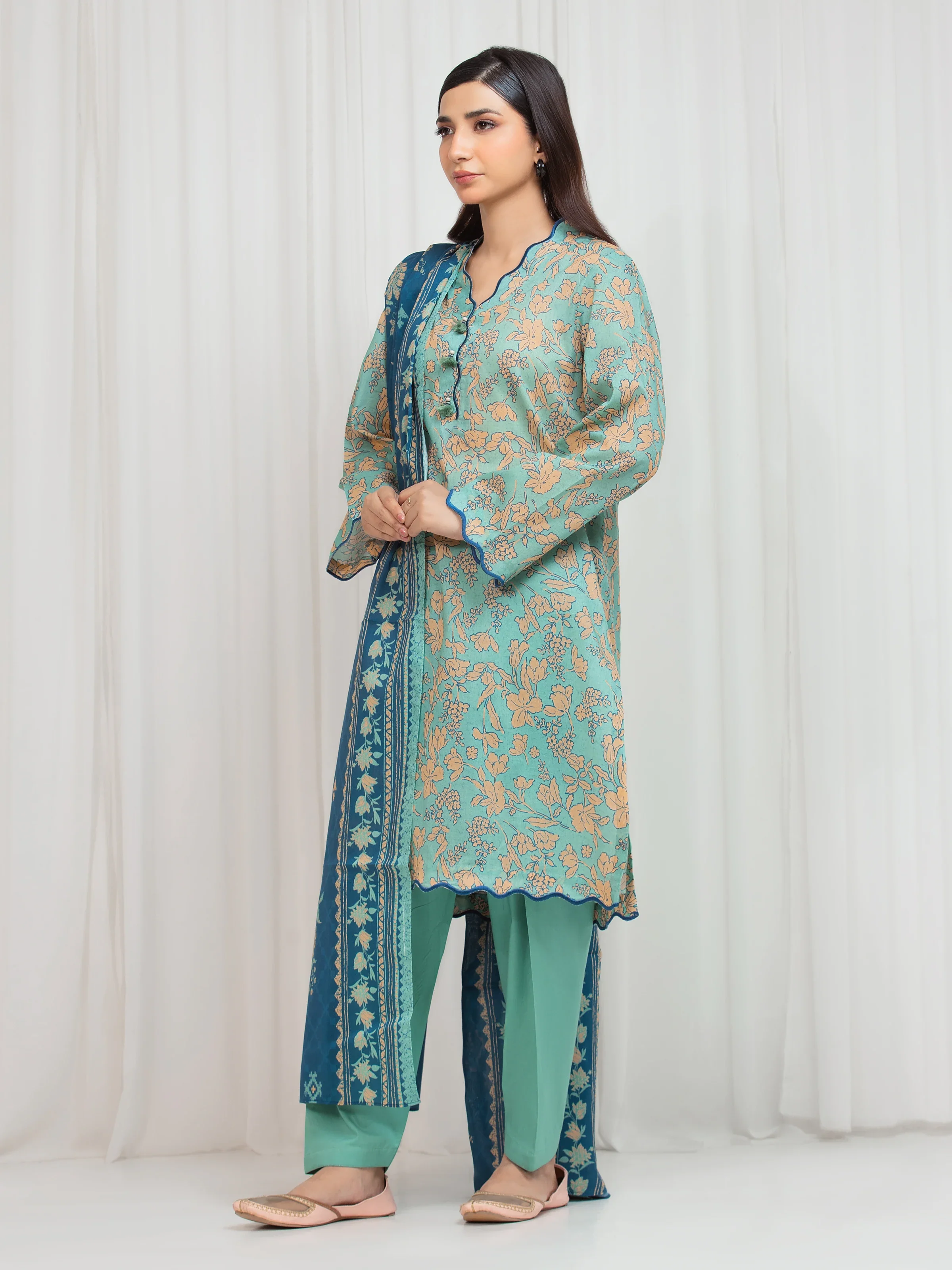 Printed Lawn Suit - EWU6A1-36654-3P - Image 5