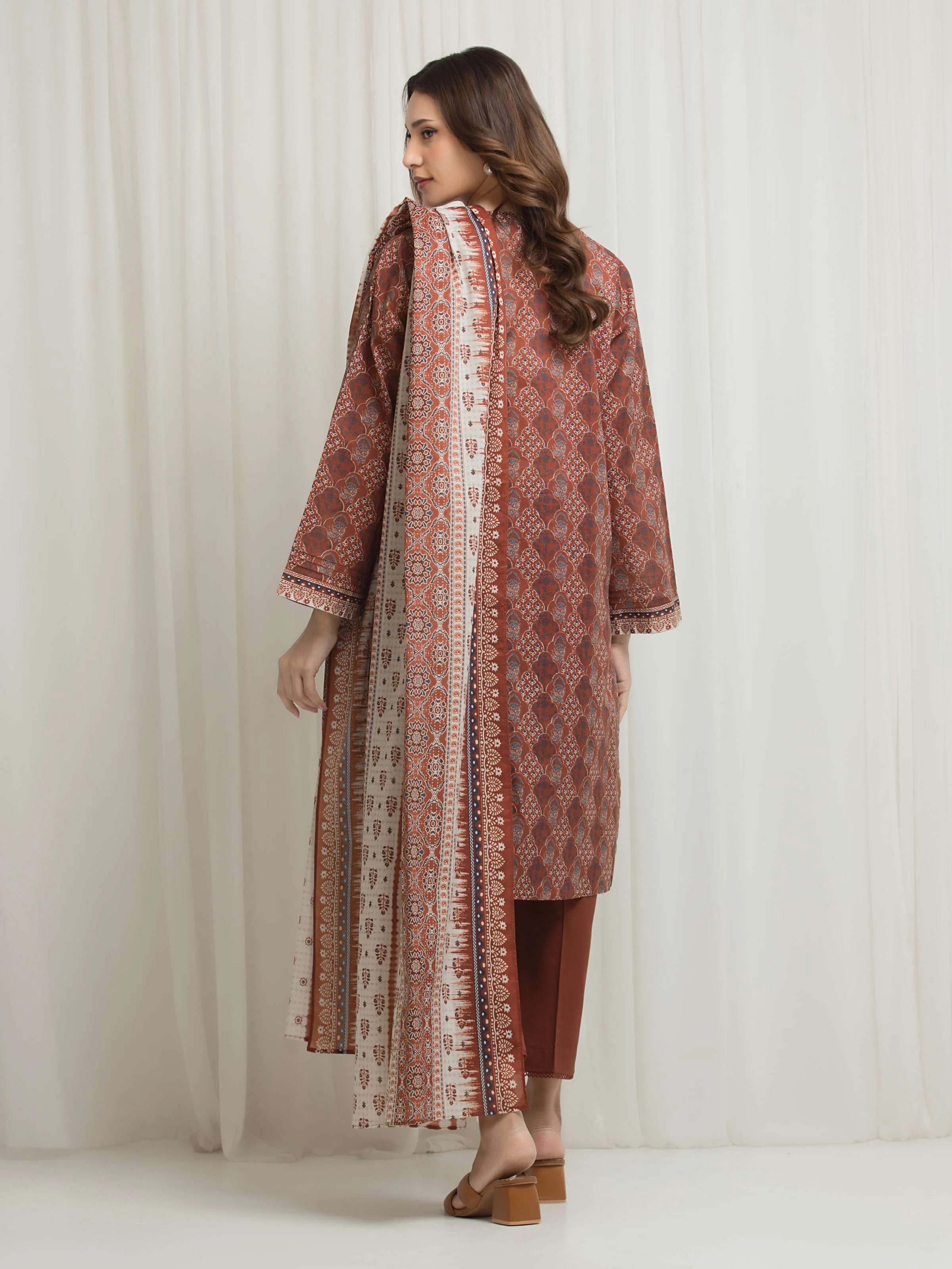 Printed Lawn Suit - EWU6A1-36659-3P - Image 6