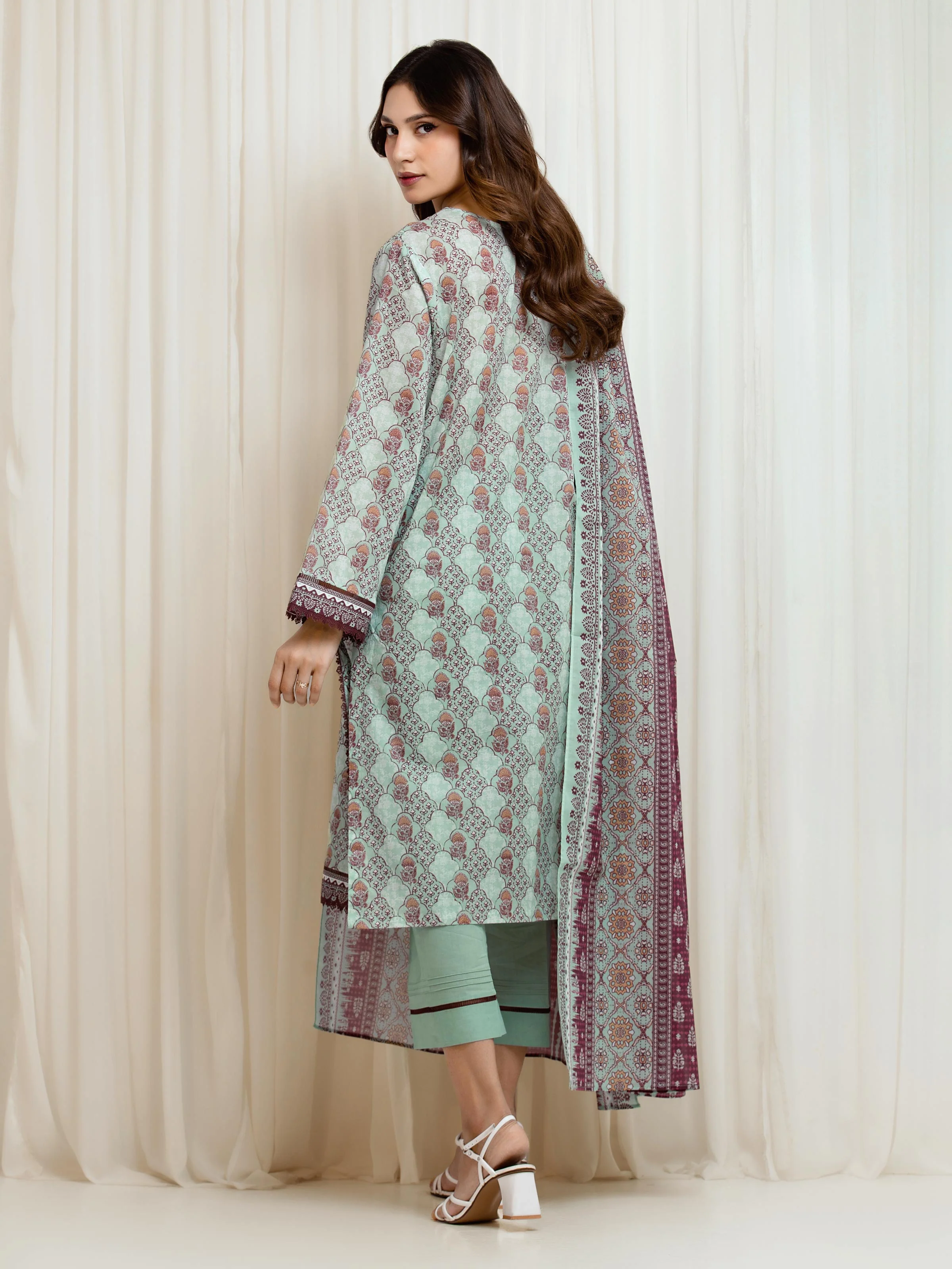 Printed Lawn Suit - EWU6A1-36660-3P - Image 5