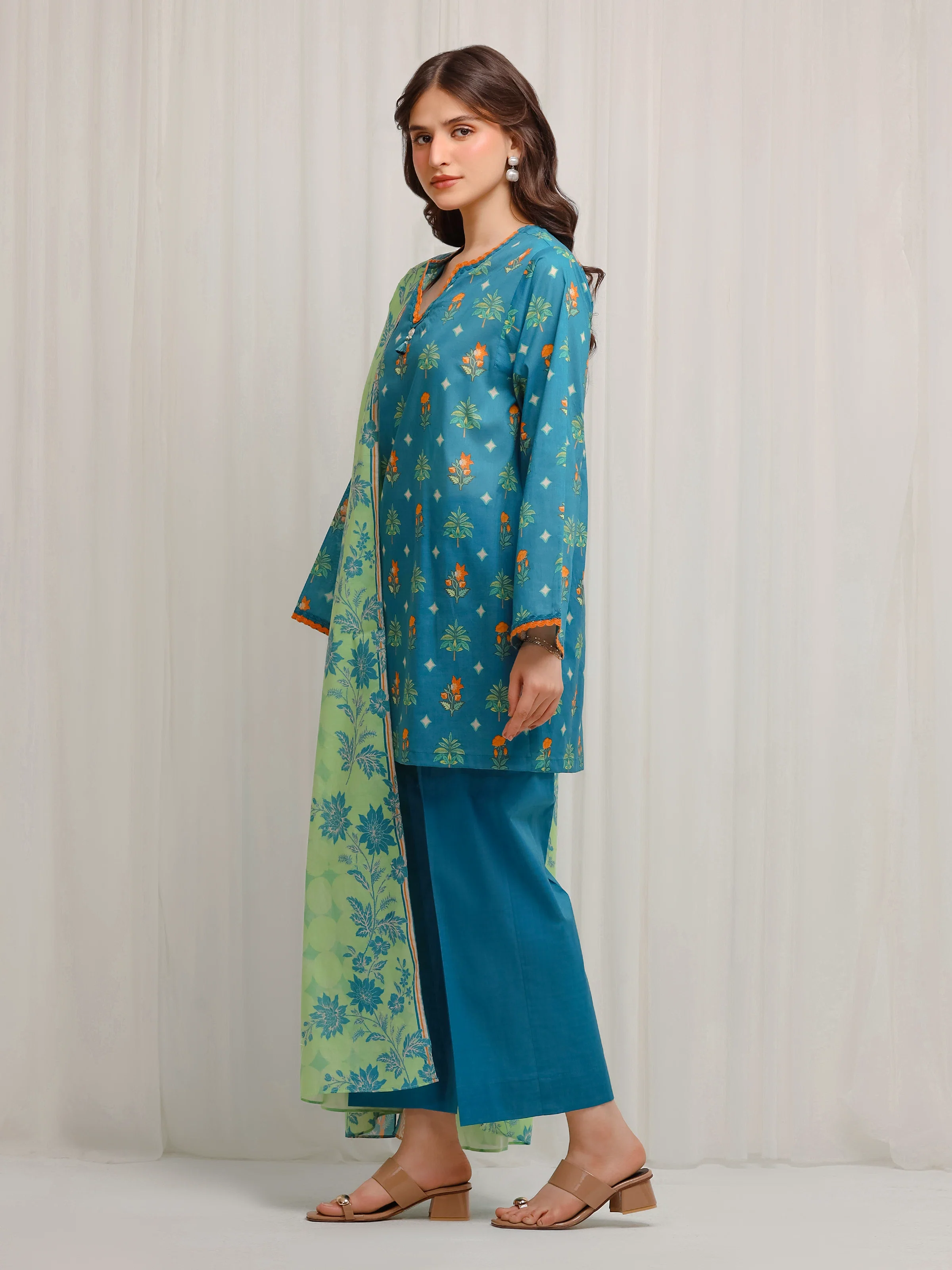 Printed Lawn Suit - EWU6A1-36661-3P - Image 4
