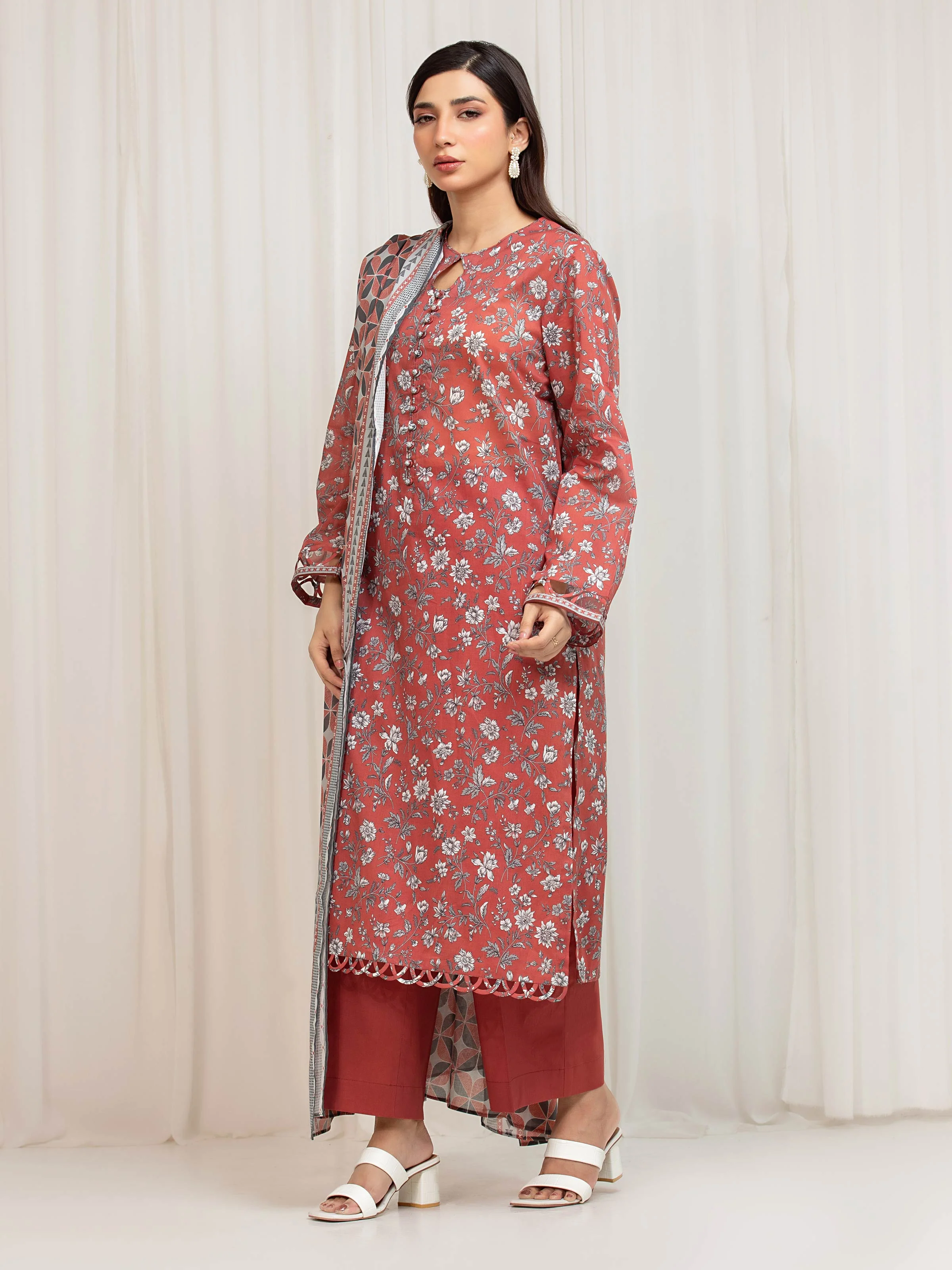Printed Lawn Suit - EWU6A1-36665-3P - Image 5