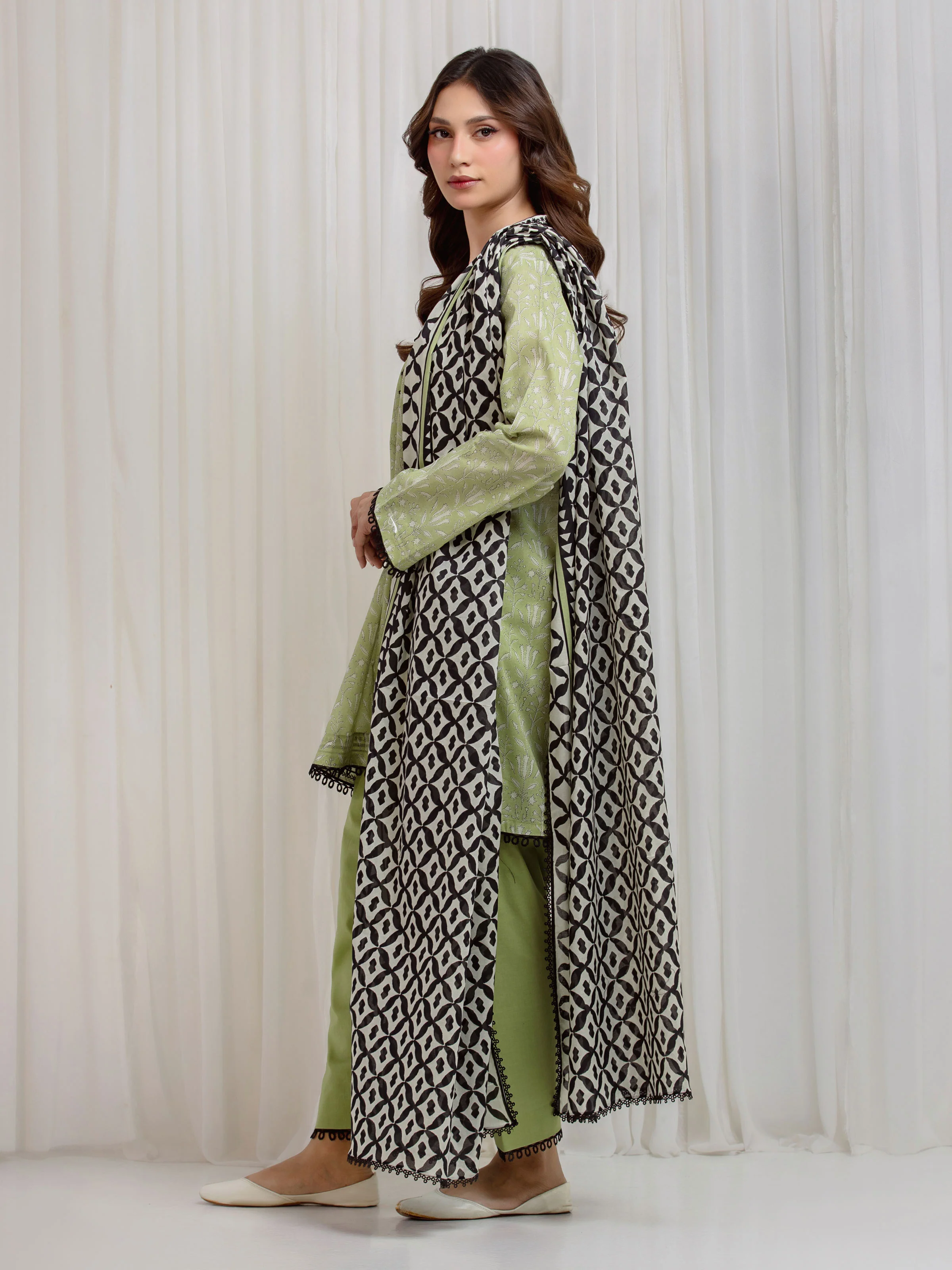 Printed Lawn Suit - EWU6A1-36669-3P - Image 5