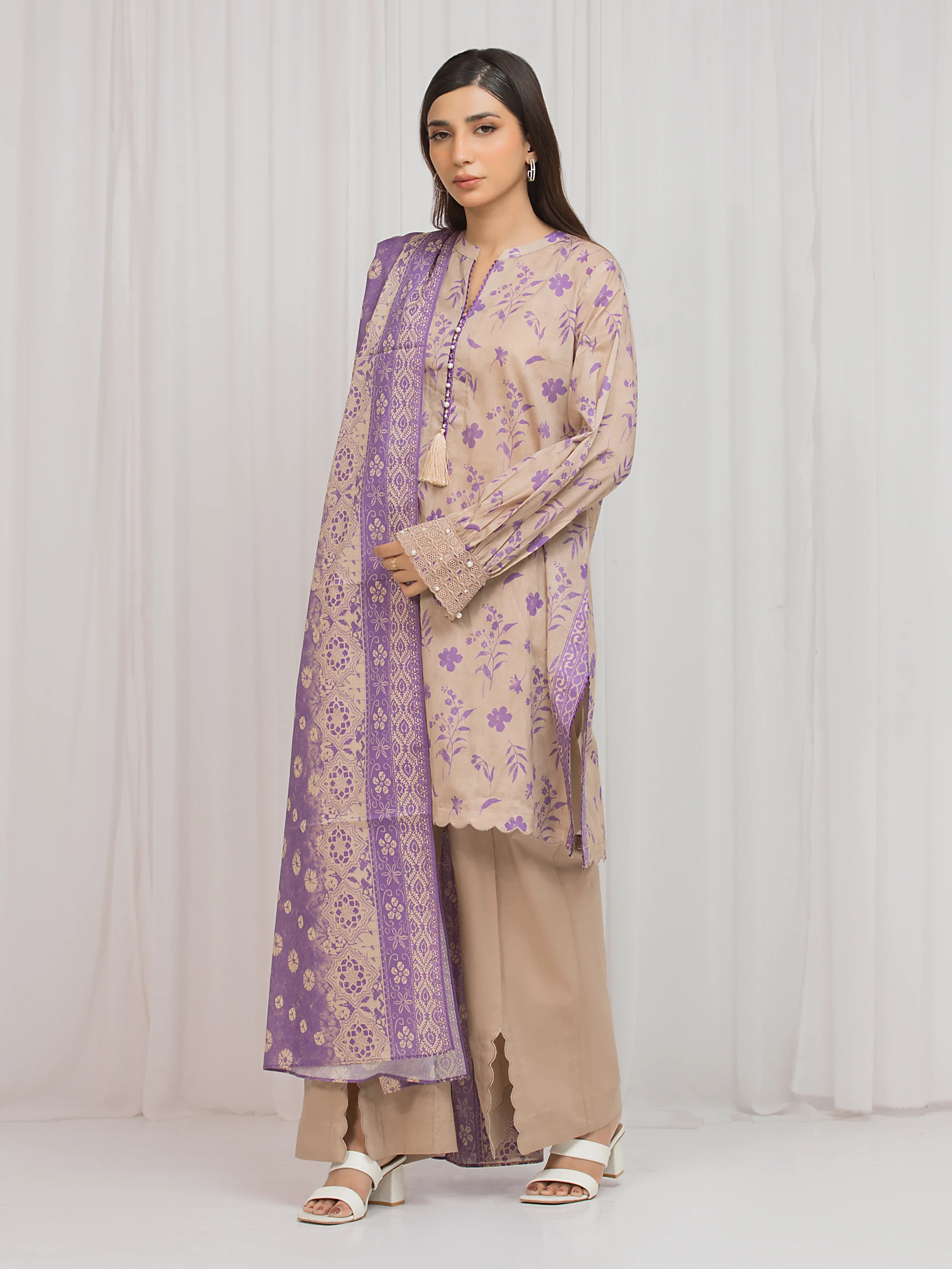 Printed Lawn Suit - EWU6A1-36681-3P - Image 5