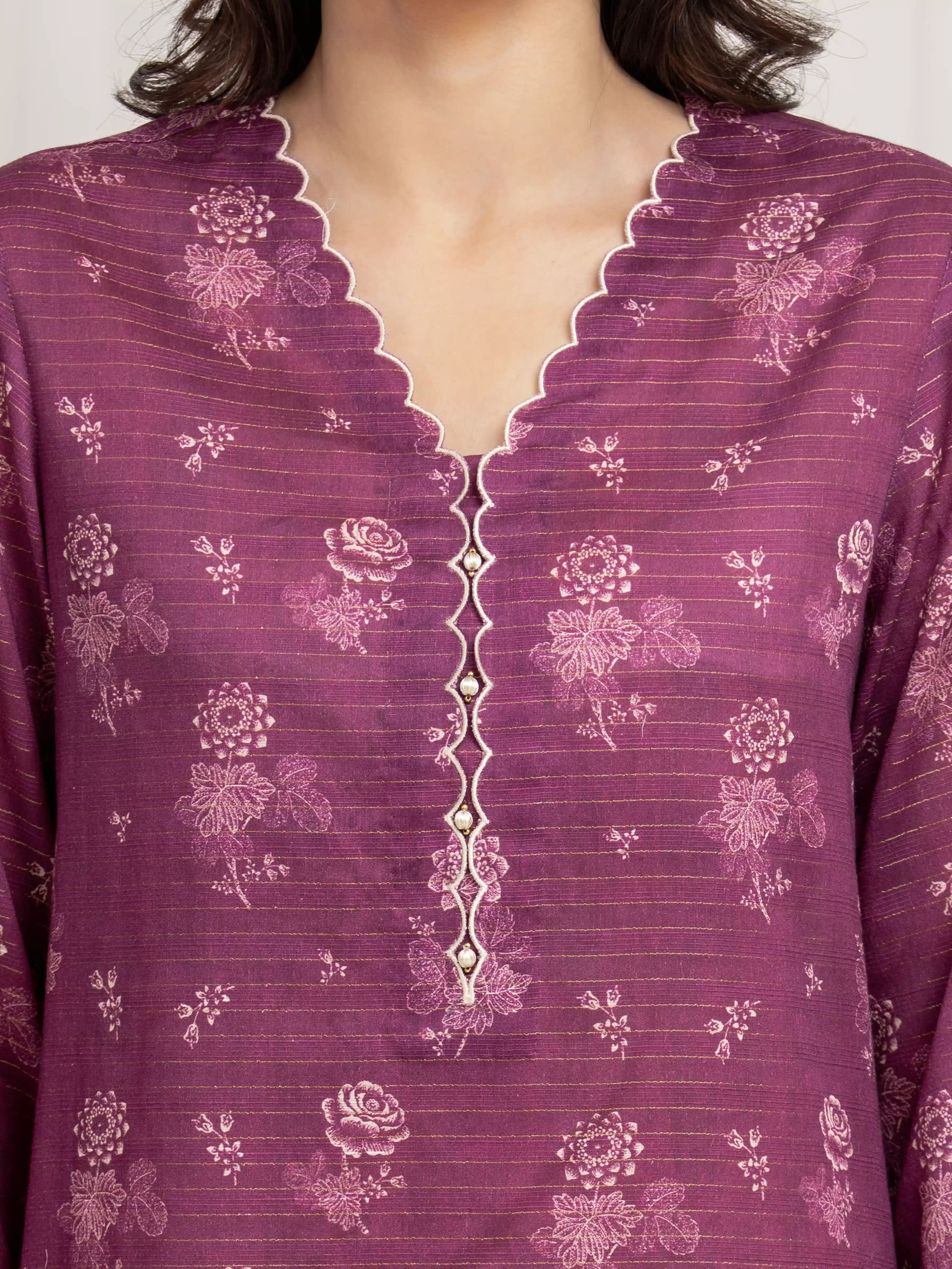 Printed Zari Lawn Suit - EWU6M6-003-3P - Image 4