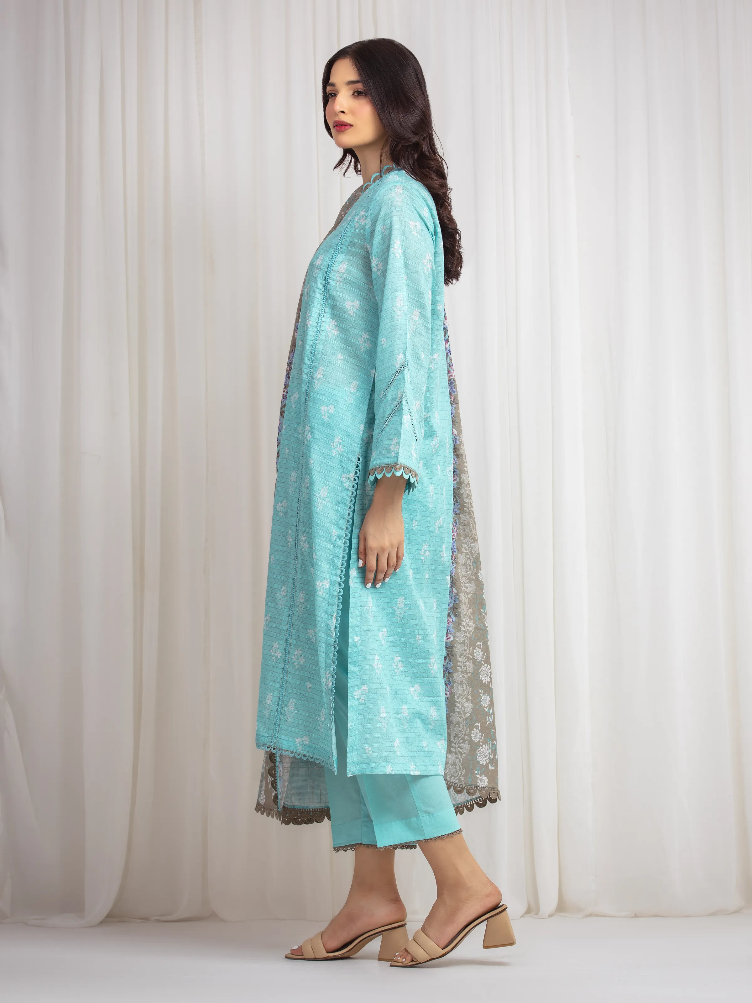 Printed Zari Lawn Suit - EWU6M6-004-3P - Image 5