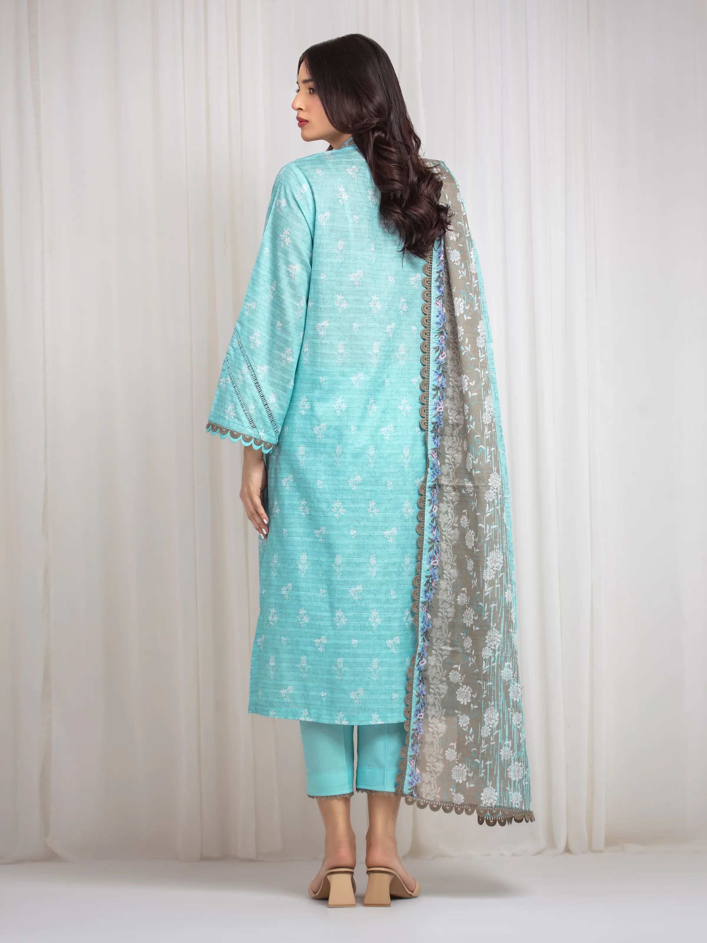 Printed Zari Lawn Suit - EWU6M6-004-3P - Image 6