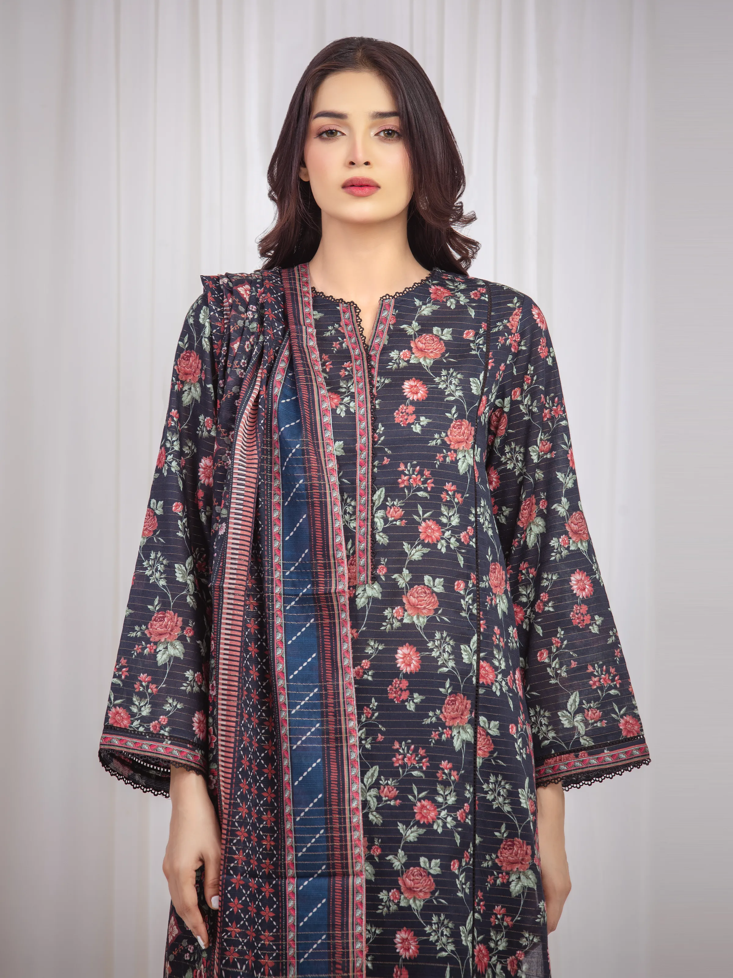 Printed Zari Lawn Suit - EWU6M6-011-3P - Image 2