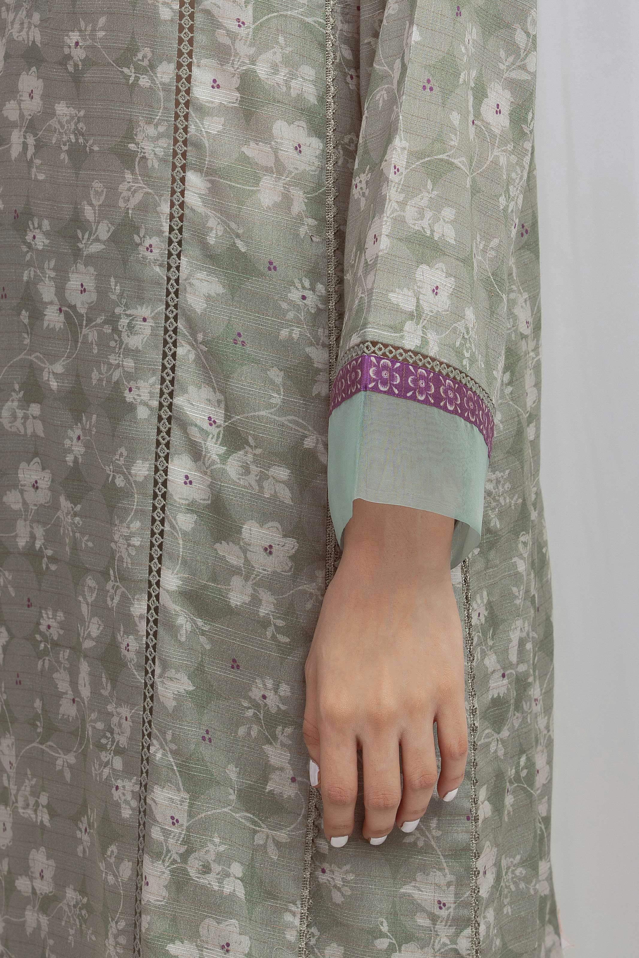 Printed Zari Lawn Suit - EWU6M6-017-3P - Image 3