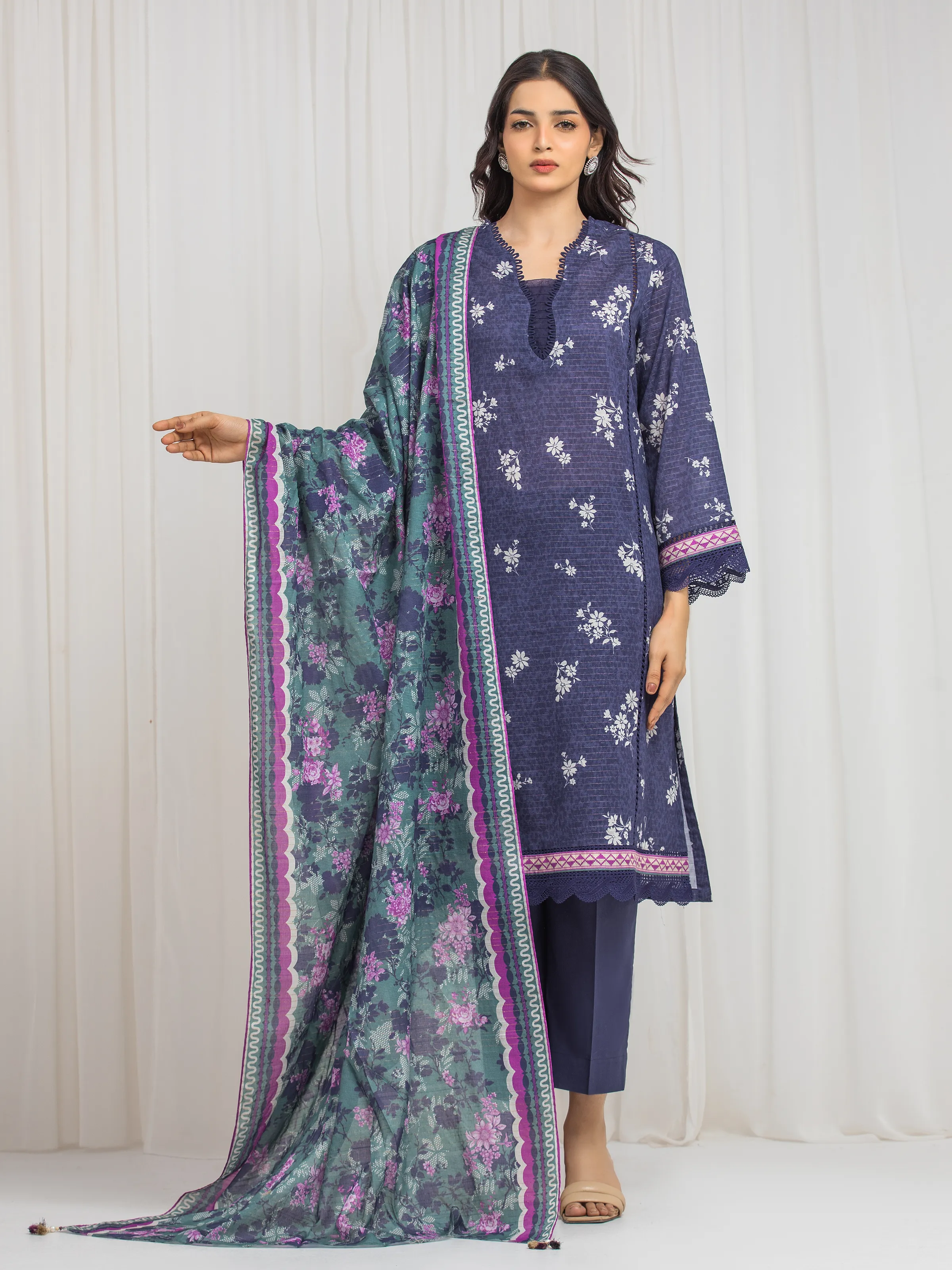 Printed Zari Lawn Suit - EWU6M6-022-3P