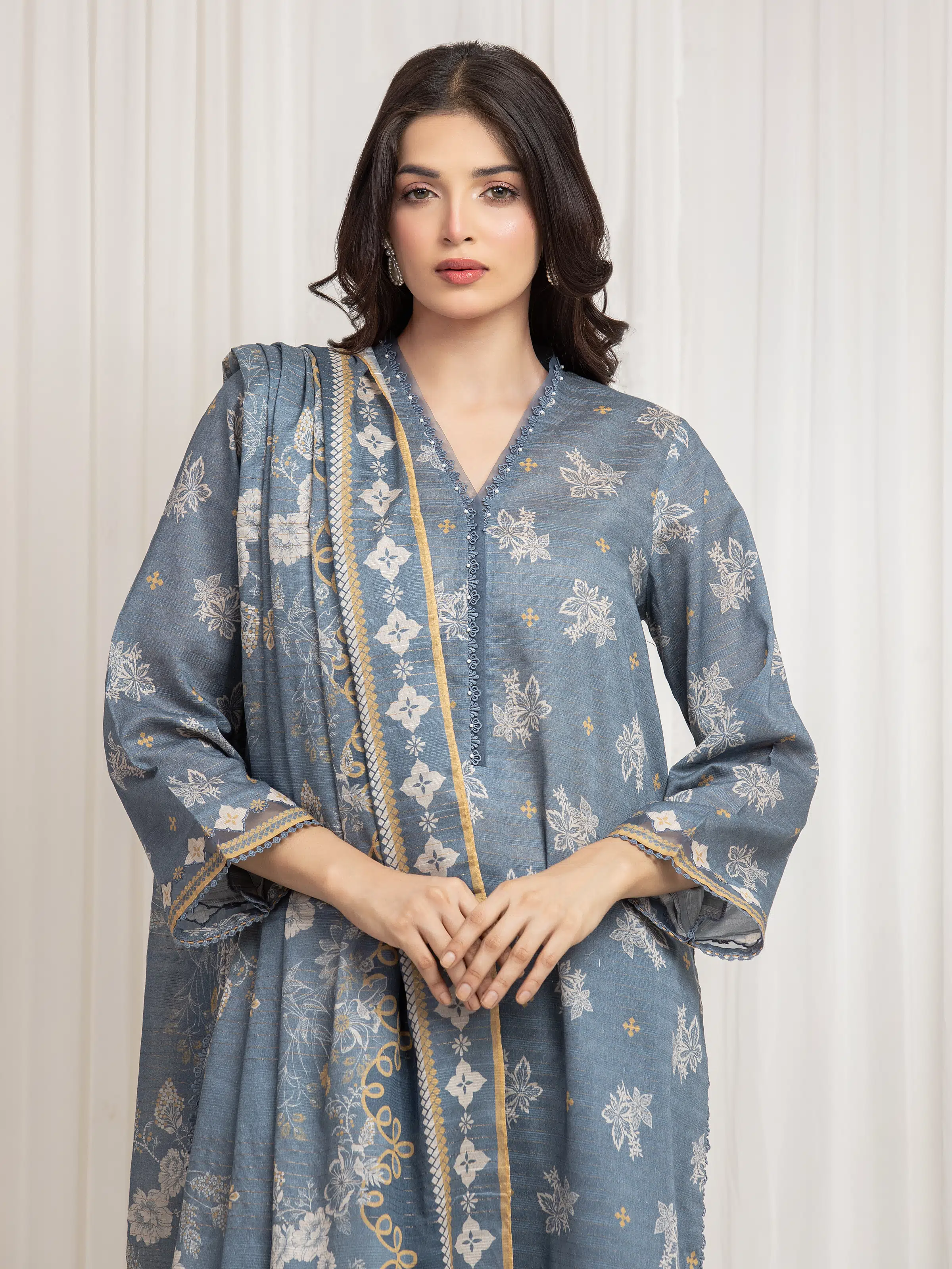 Printed Zari Lawn Suit - EWU6M6-024-3P - Image 2