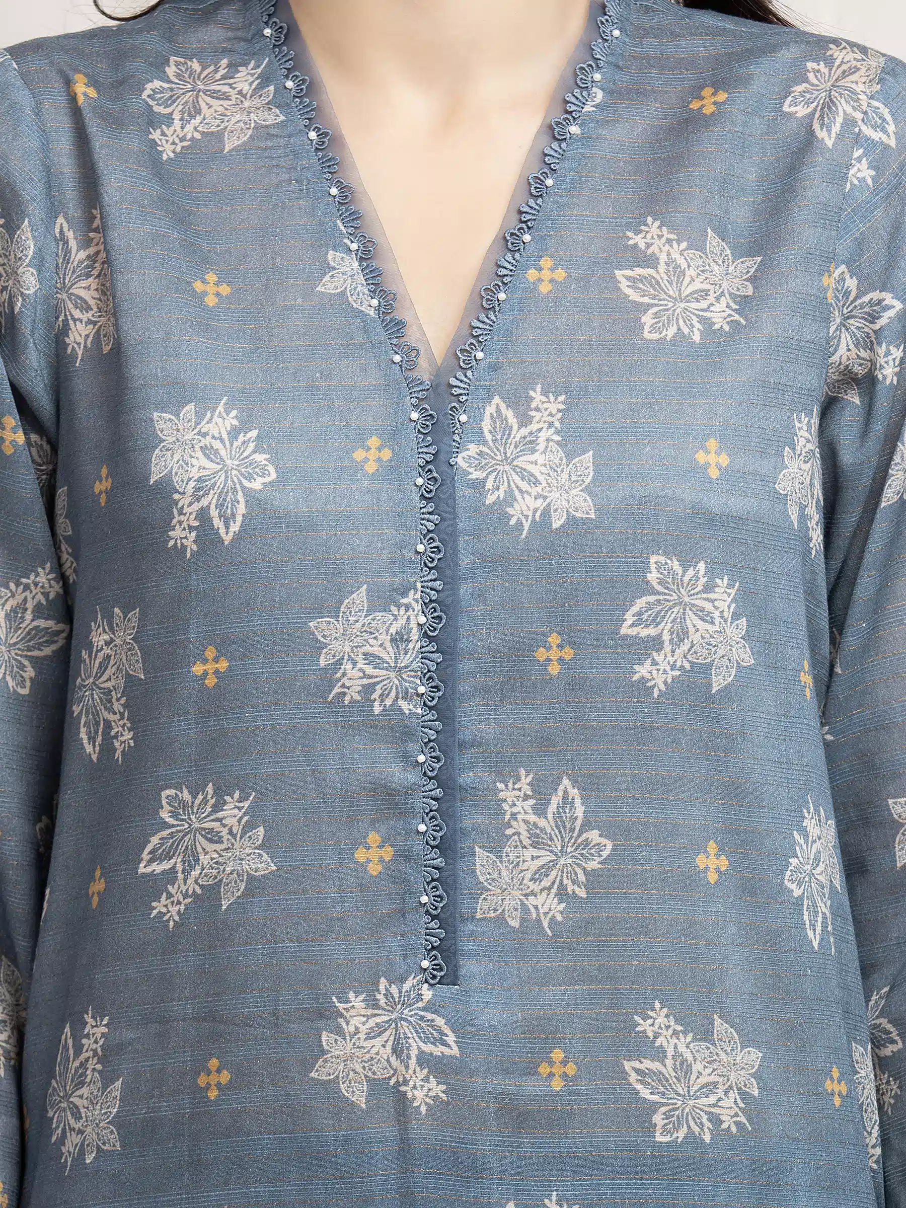Printed Zari Lawn Suit - EWU6M6-024-3P - Image 3
