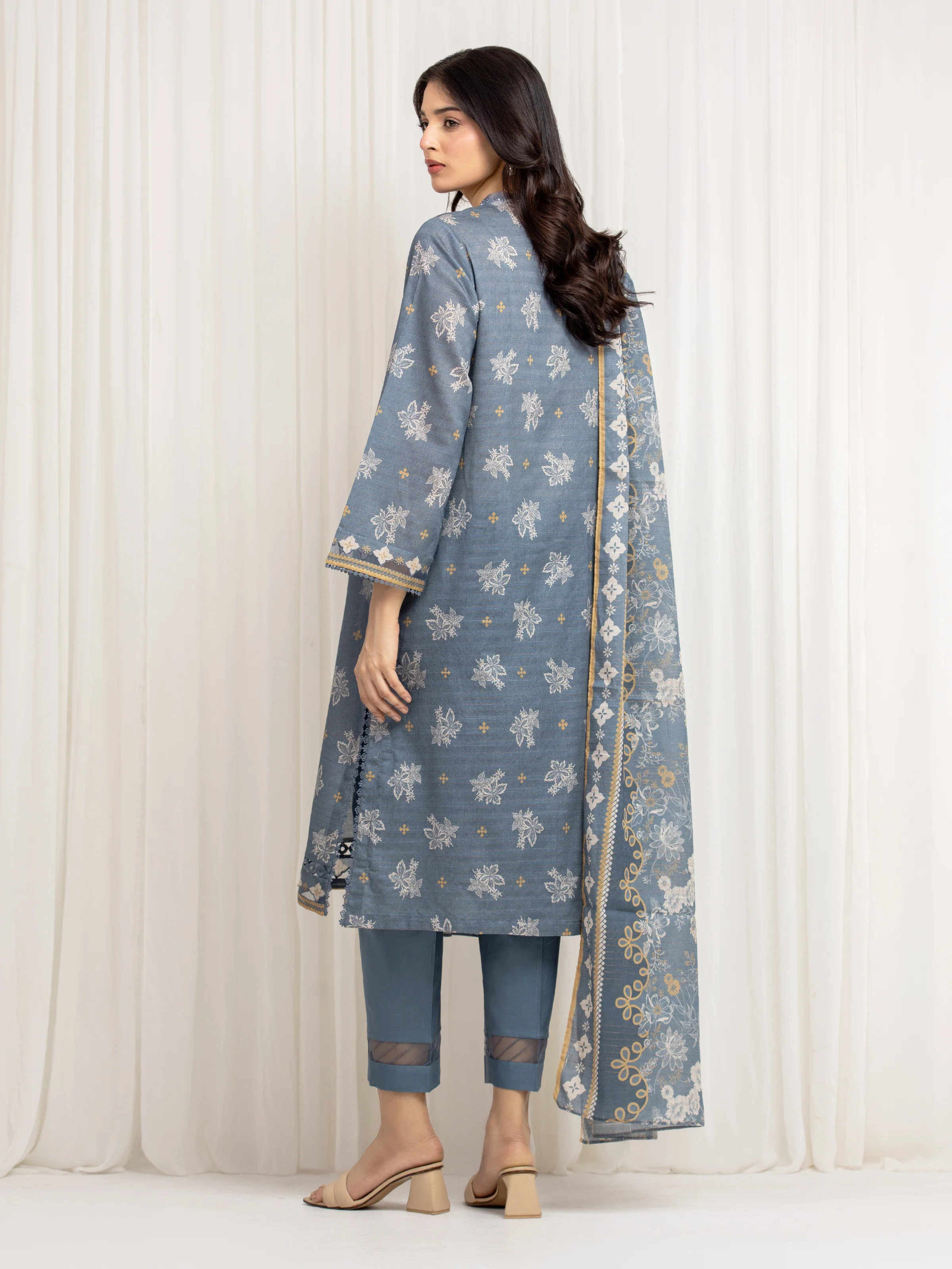 Printed Zari Lawn Suit - EWU6M6-024-3P - Image 6