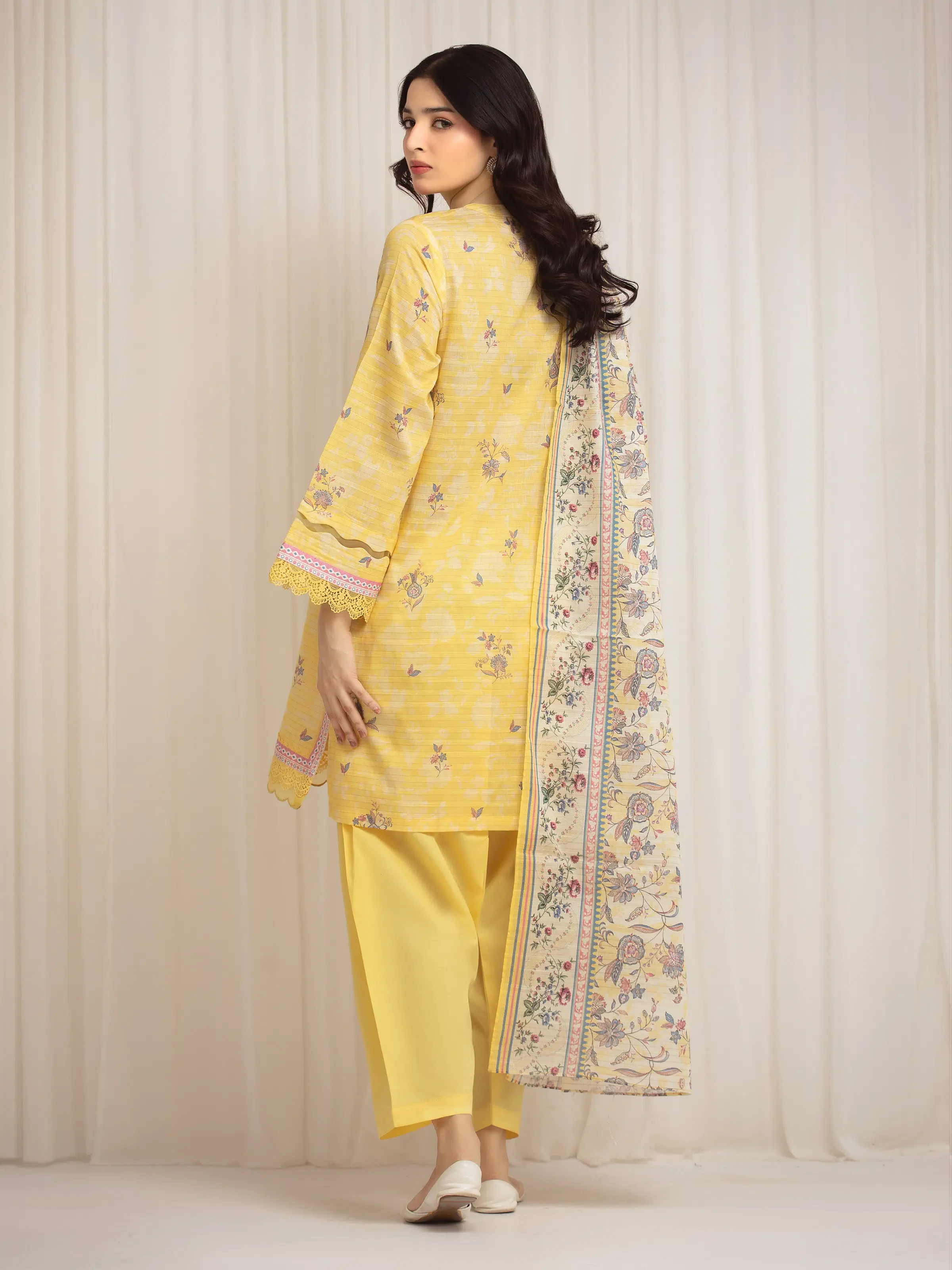 Printed Zari Lawn Suit - EWU6M6-027-3P - Image 5