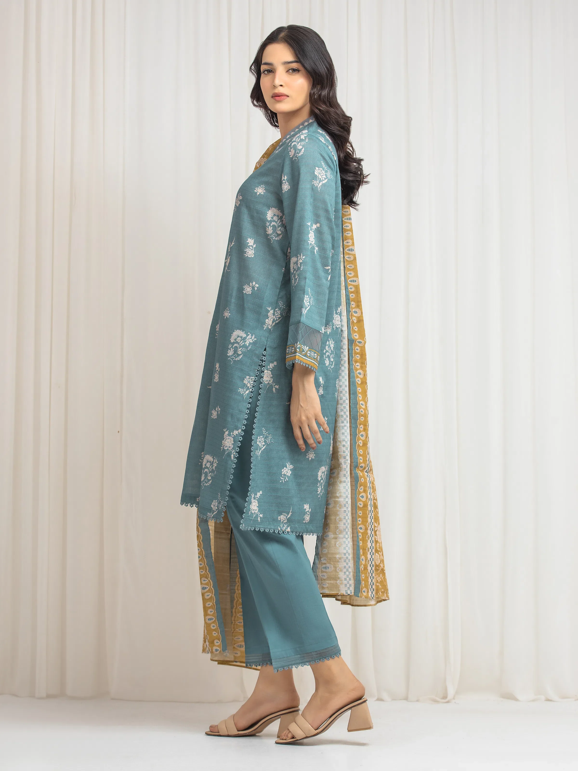 Printed Zari Lawn Suit - EWU6M6-029-3P - Image 5
