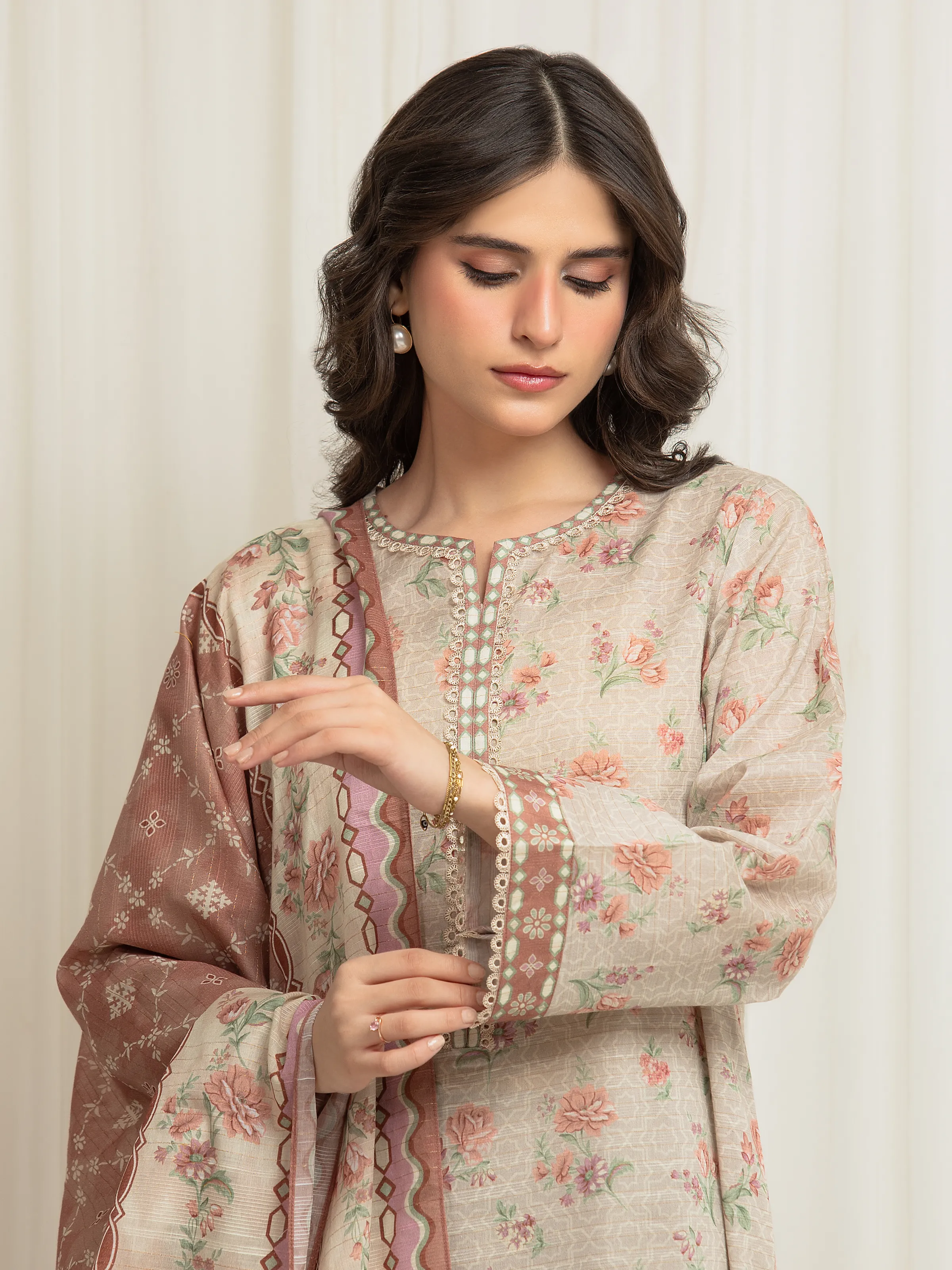 Printed Zari Lawn Suit - EWU6M6-038-3P - Image 2