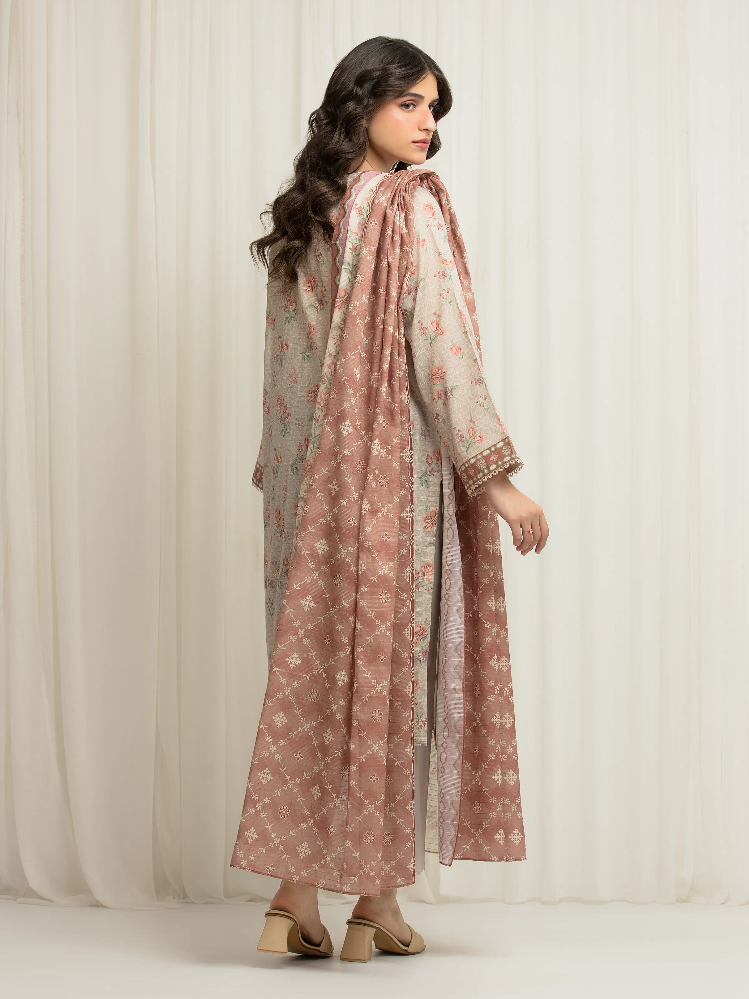 Printed Zari Lawn Suit - EWU6M6-038-3P - Image 6