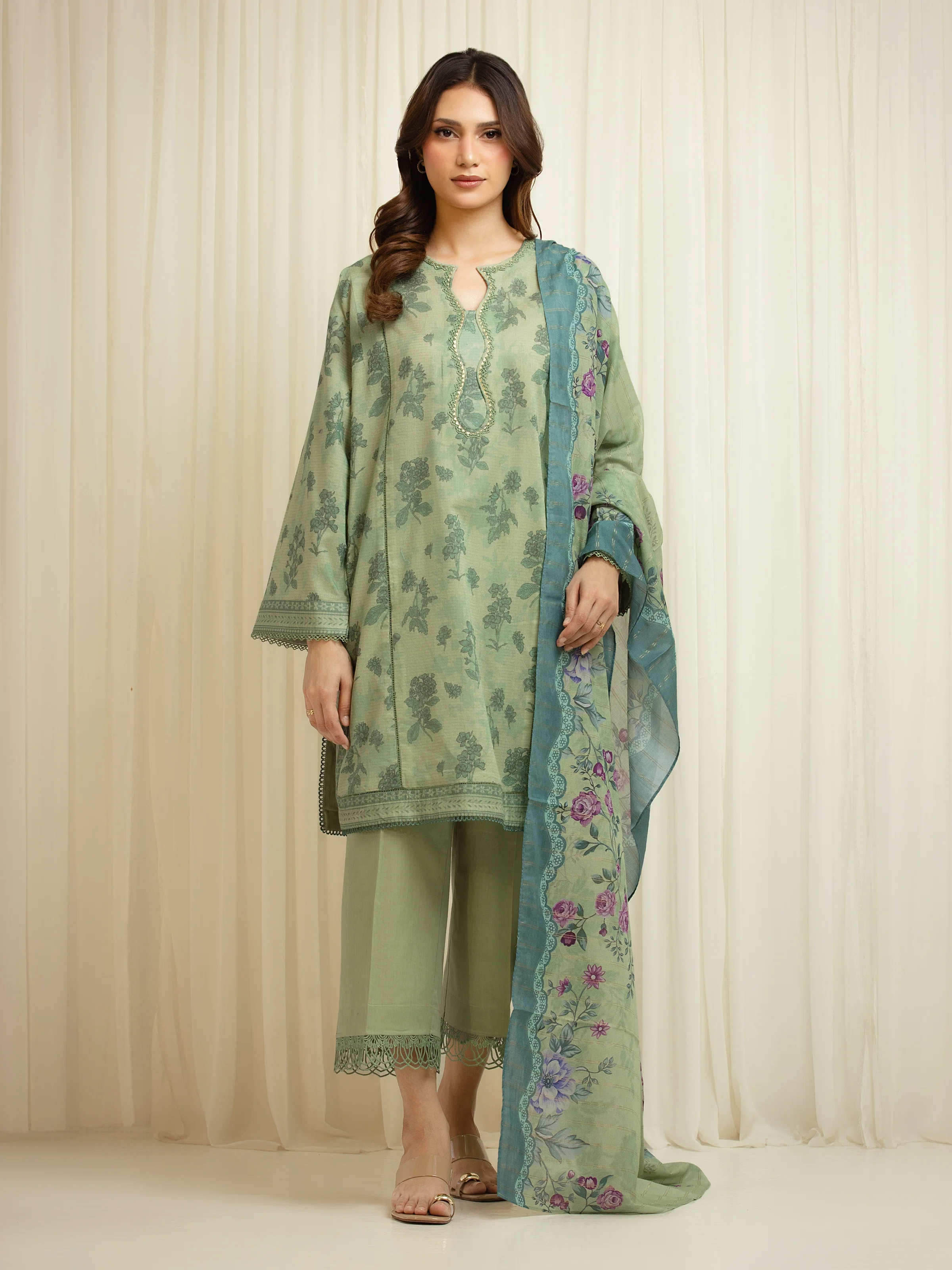 Printed Zari Lawn Suit - EWU6M6-050-3P