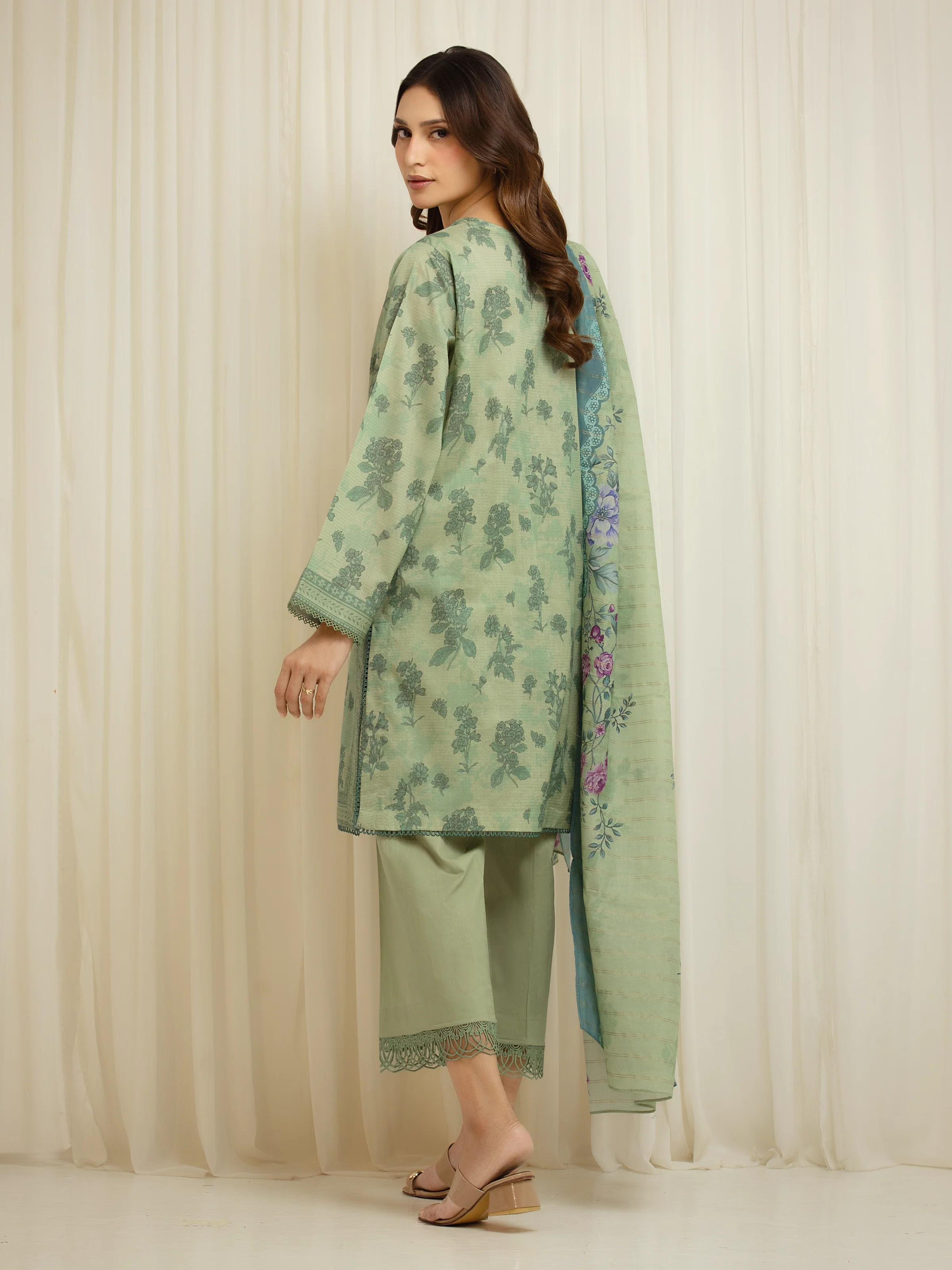 Printed Zari Lawn Suit - EWU6M6-050-3P - Image 6