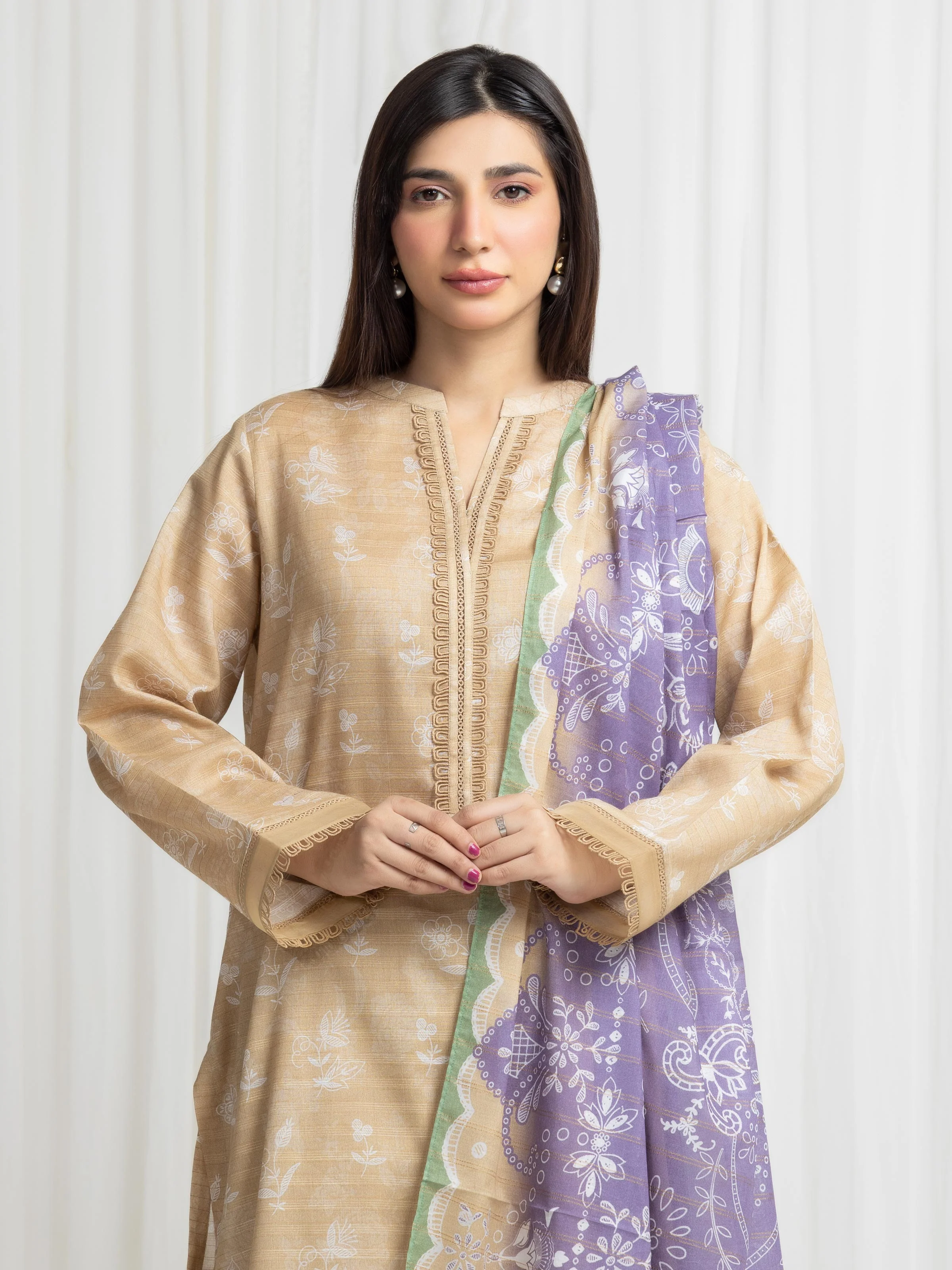 Printed Zari Lawn Suit - EWU6M6-057-3P - Image 2