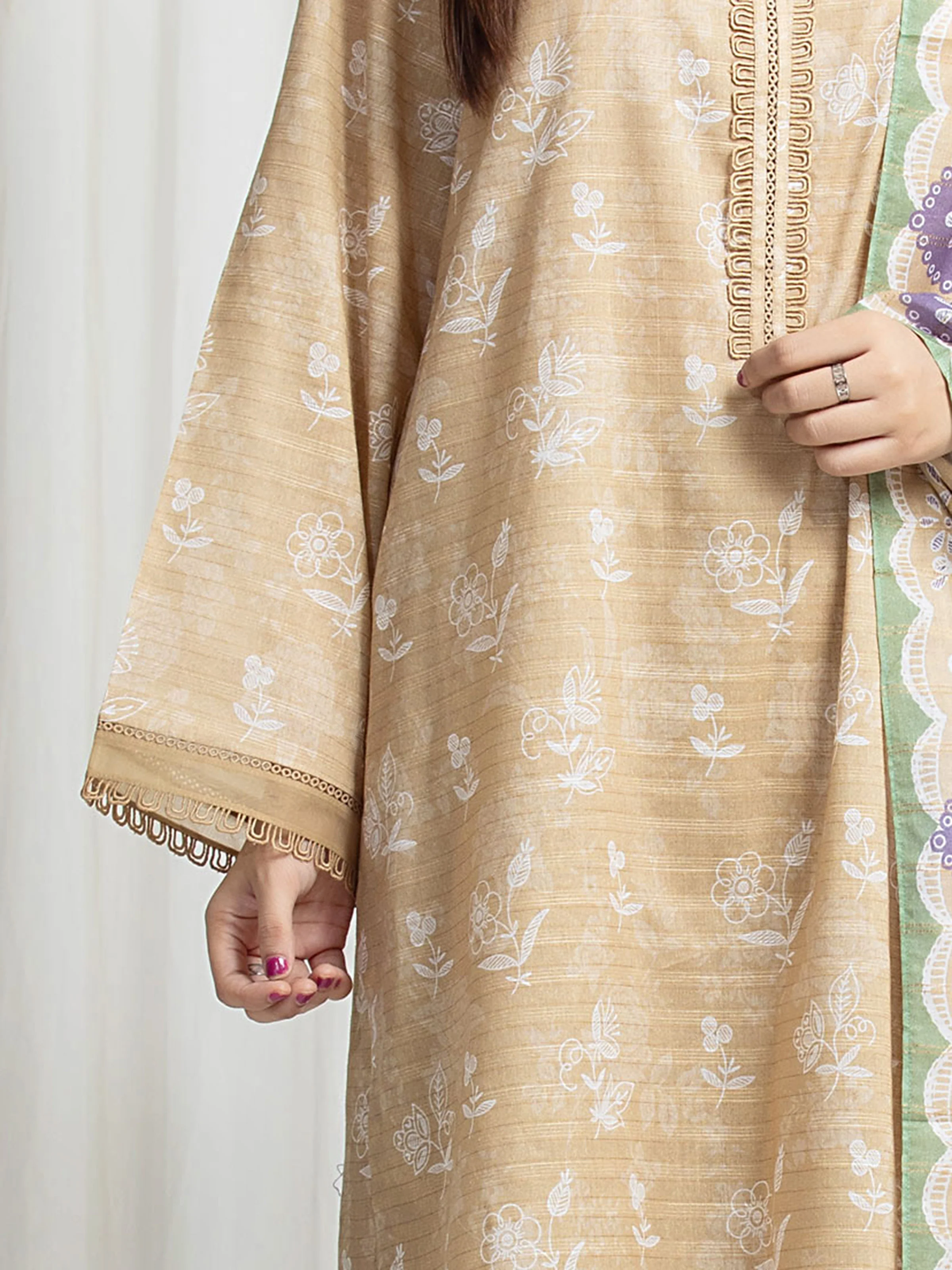 Printed Zari Lawn Suit - EWU6M6-057-3P - Image 4