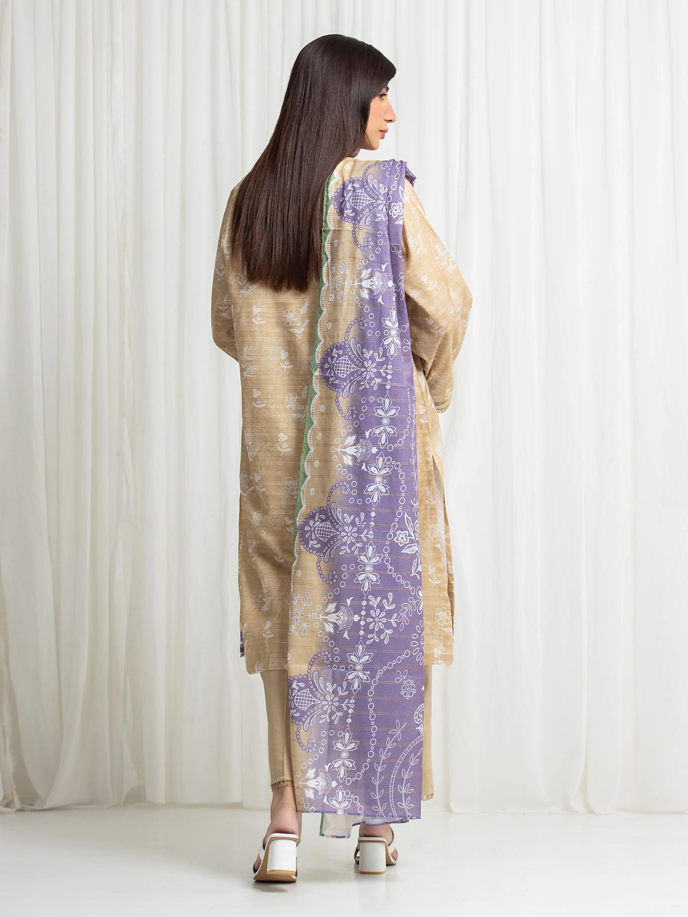 Printed Zari Lawn Suit - EWU6M6-057-3P - Image 6