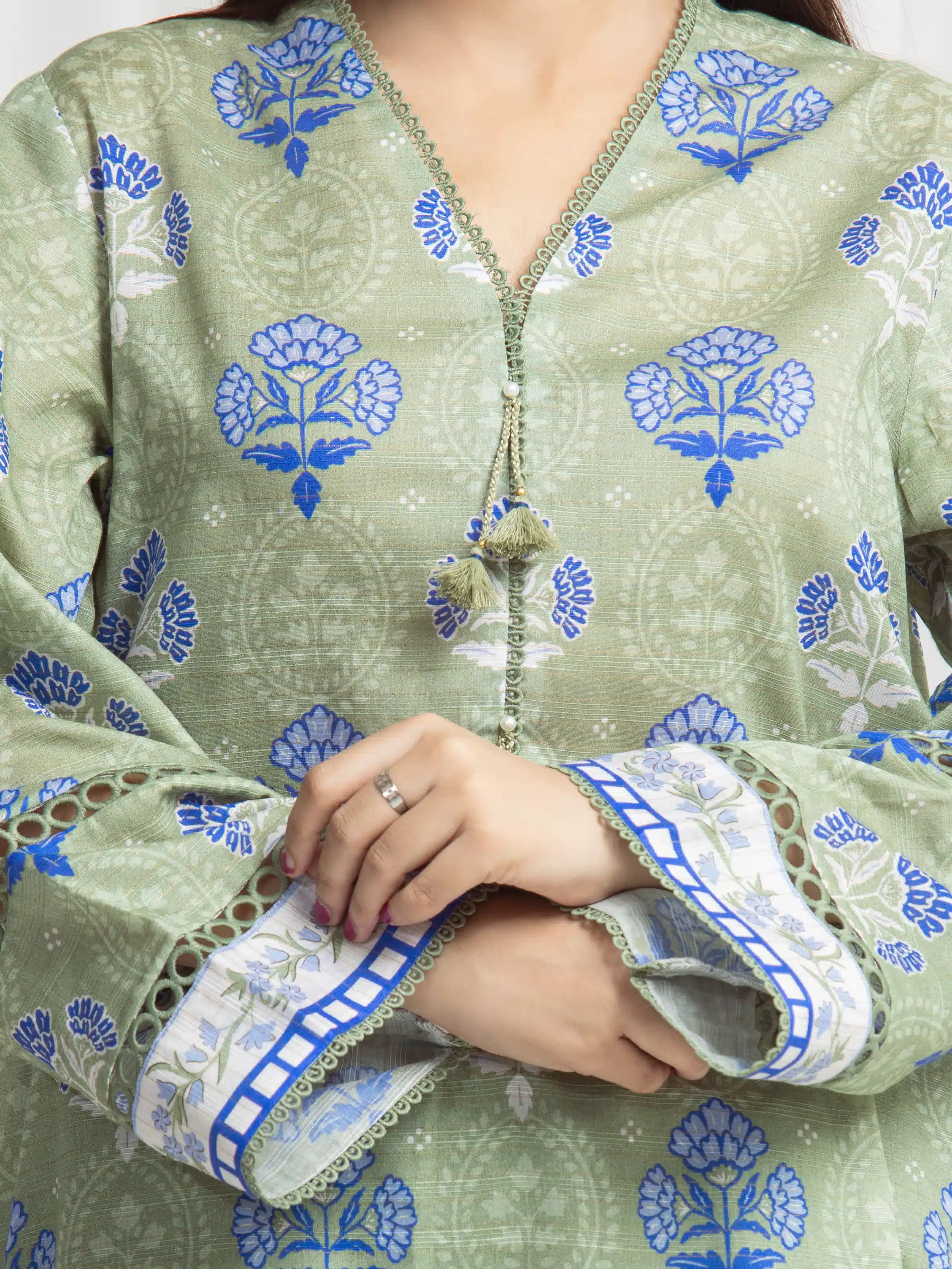 Printed Zari Lawn Suit - EWU6M6-060-3P - Image 3