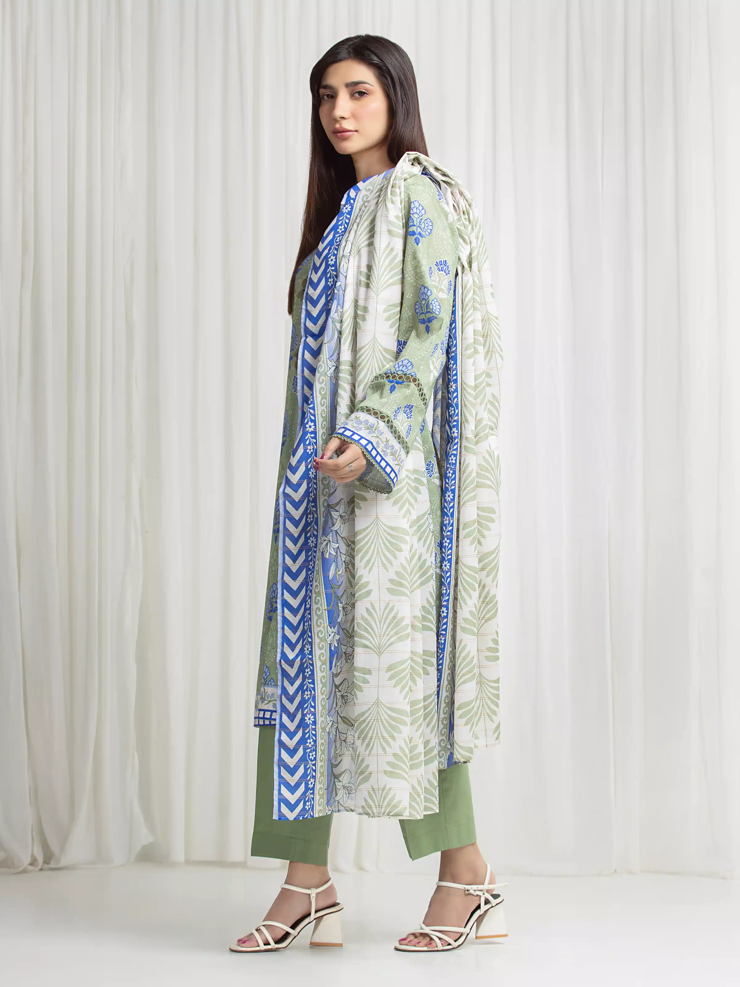 Printed Zari Lawn Suit - EWU6M6-060-3P - Image 5