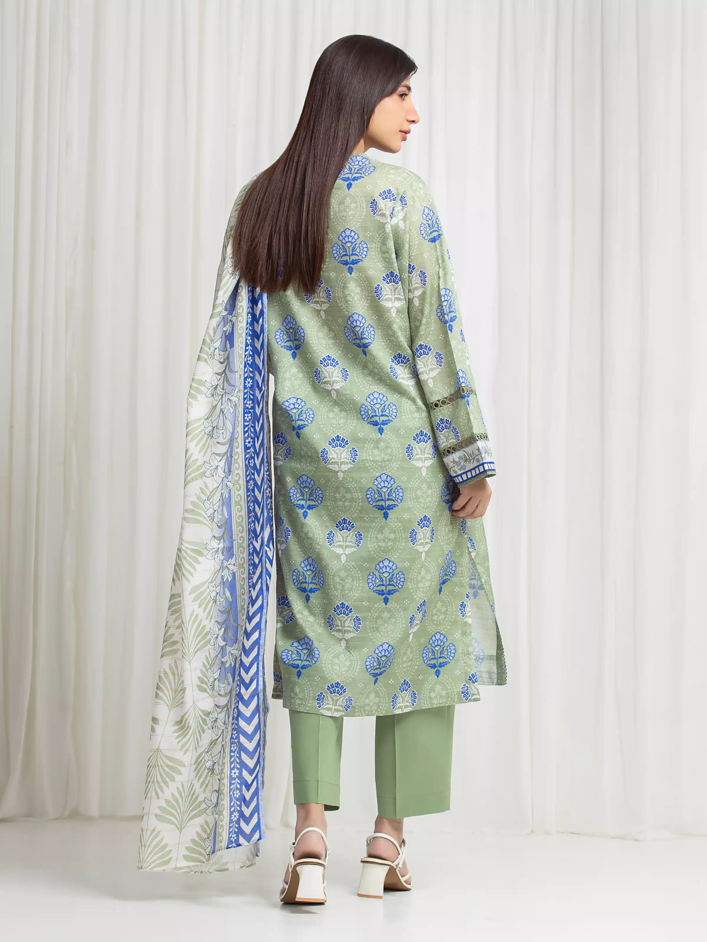 Printed Zari Lawn Suit - EWU6M6-060-3P - Image 6