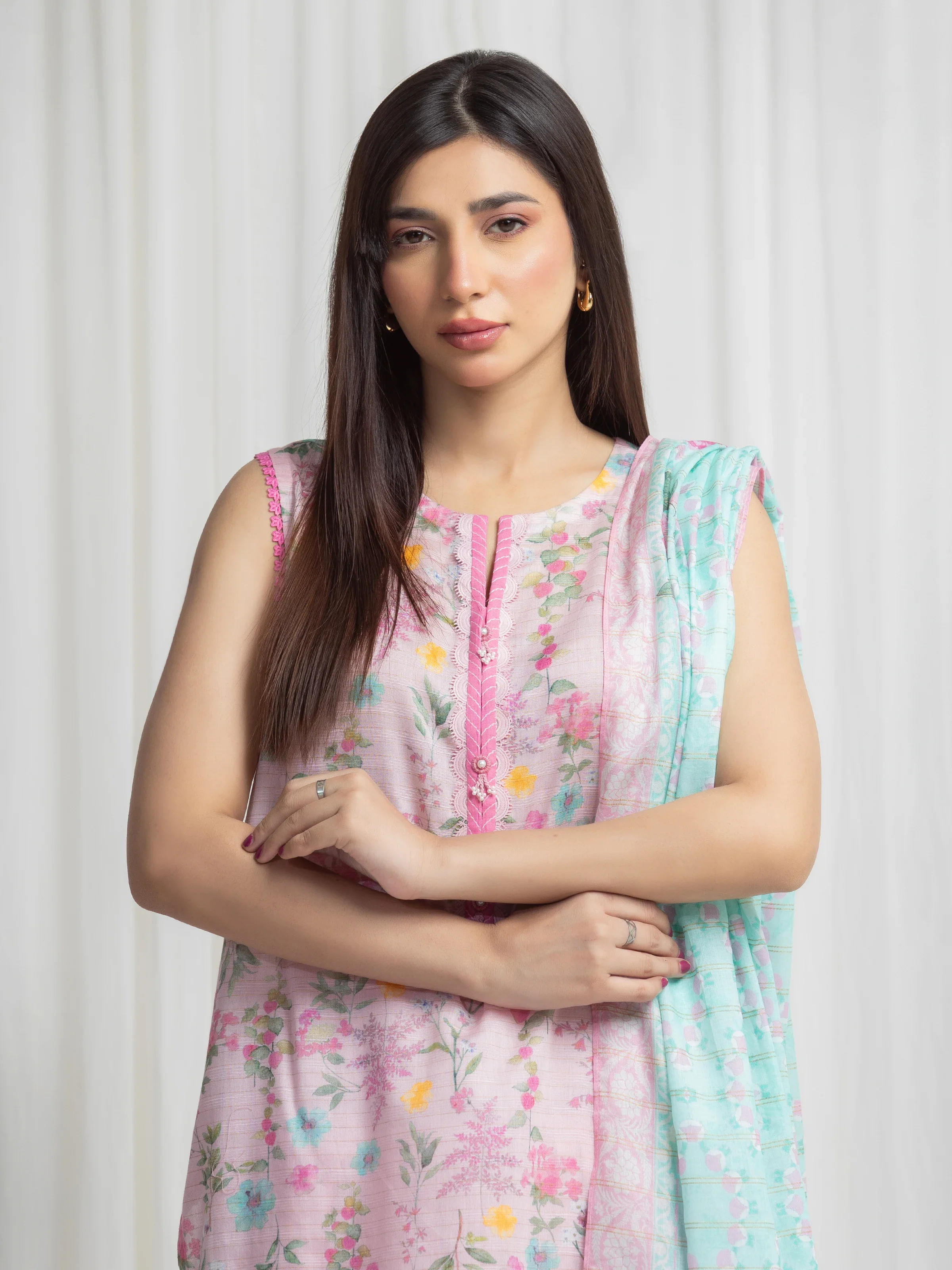 Printed Zari Lawn Suit - EWU6M6-062-3P - Image 2