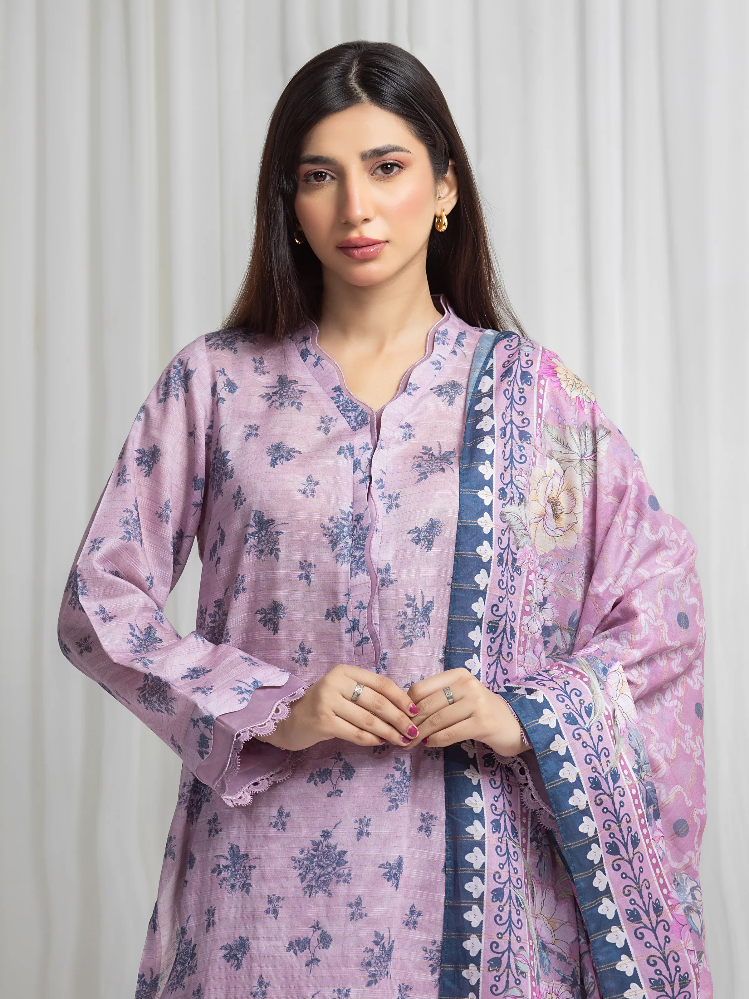 Printed Zari Lawn Suit - EWU6M6-067-3P - Image 2