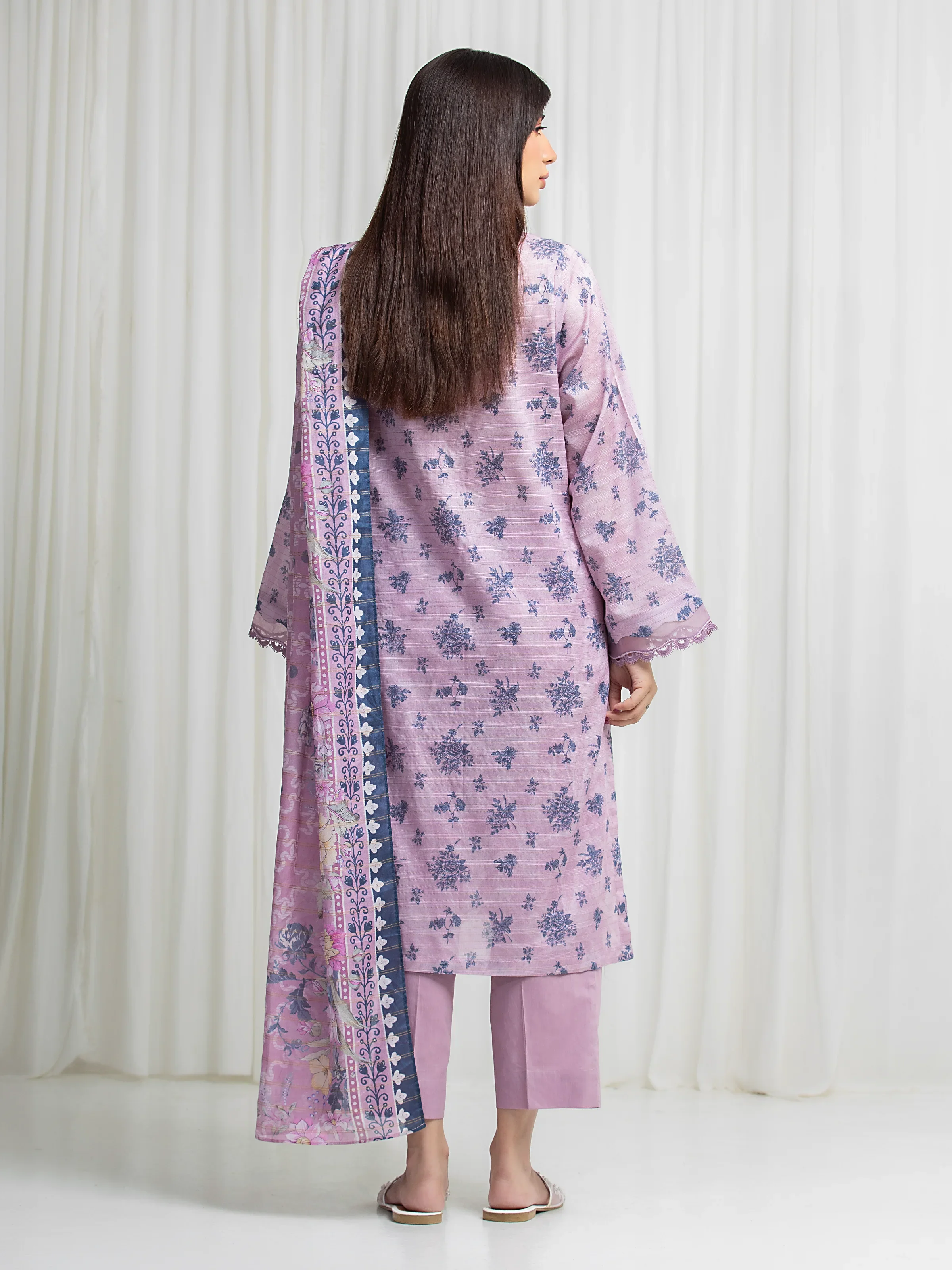 Printed Zari Lawn Suit - EWU6M6-067-3P - Image 6