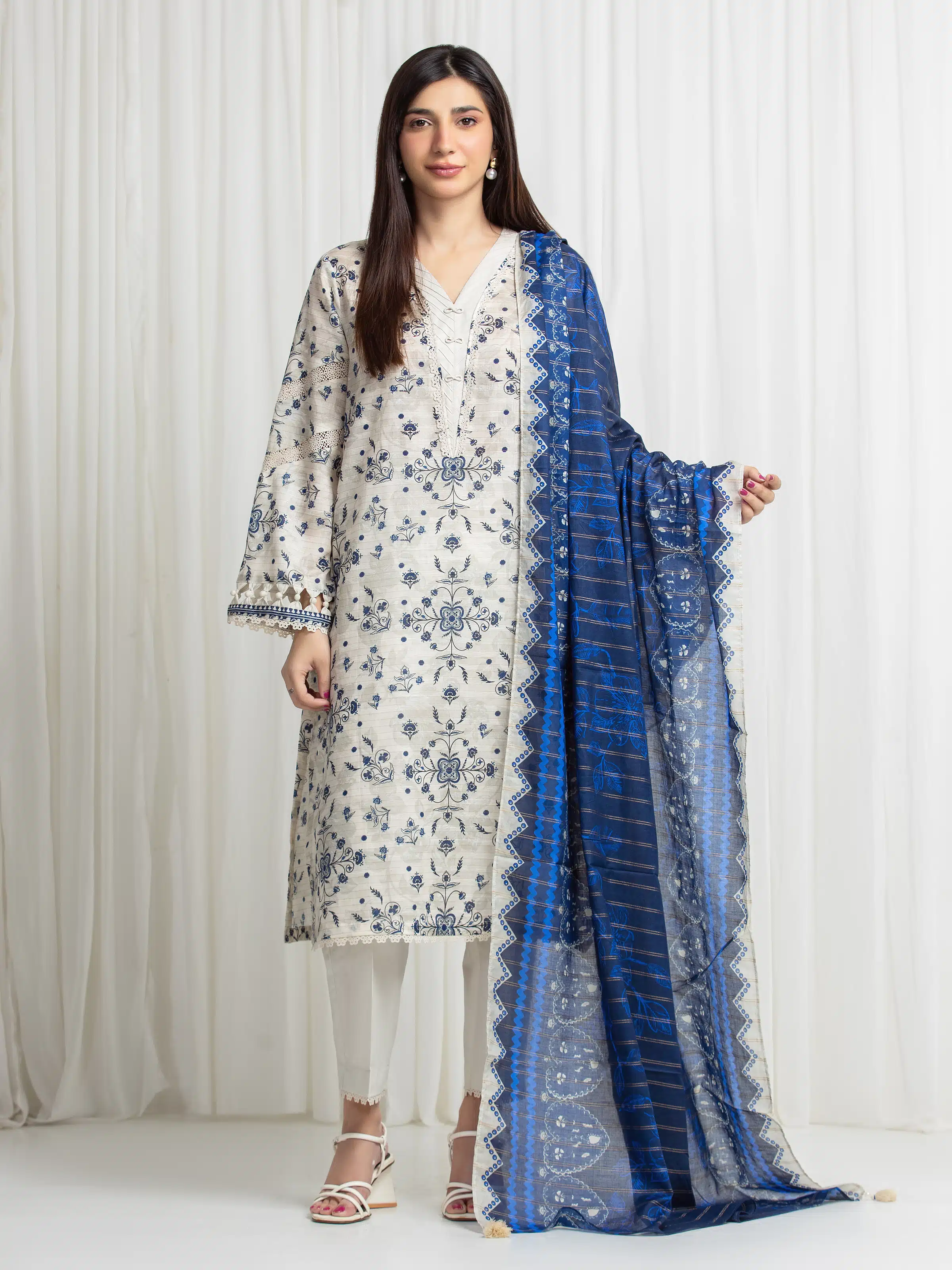 Printed Zari Lawn Suit - EWU6M6-069-3P