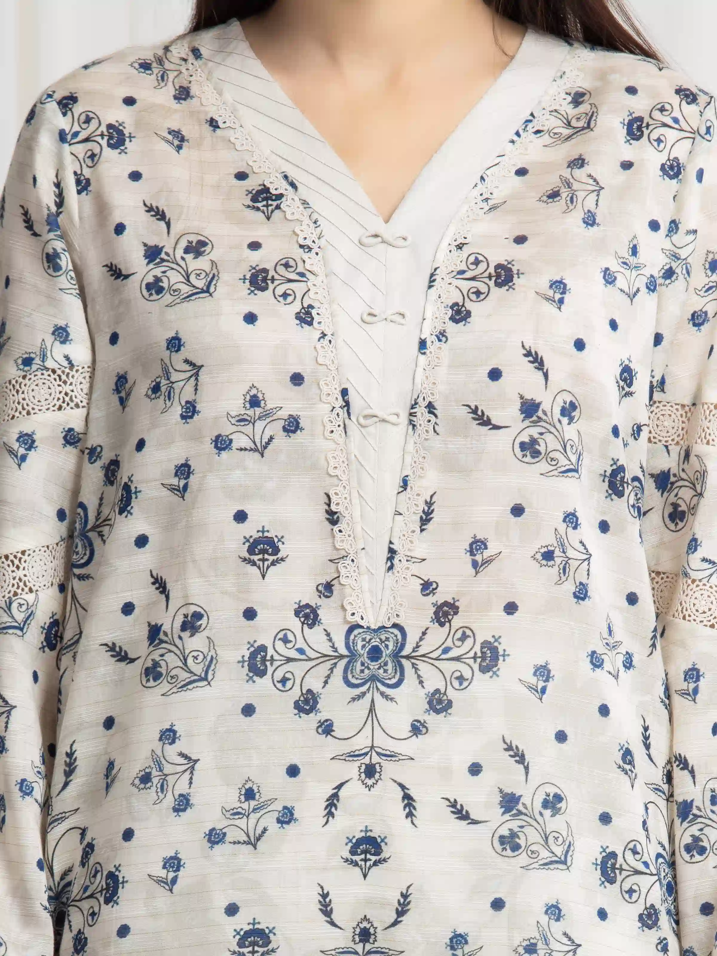 Printed Zari Lawn Suit - EWU6M6-069-3P - Image 4
