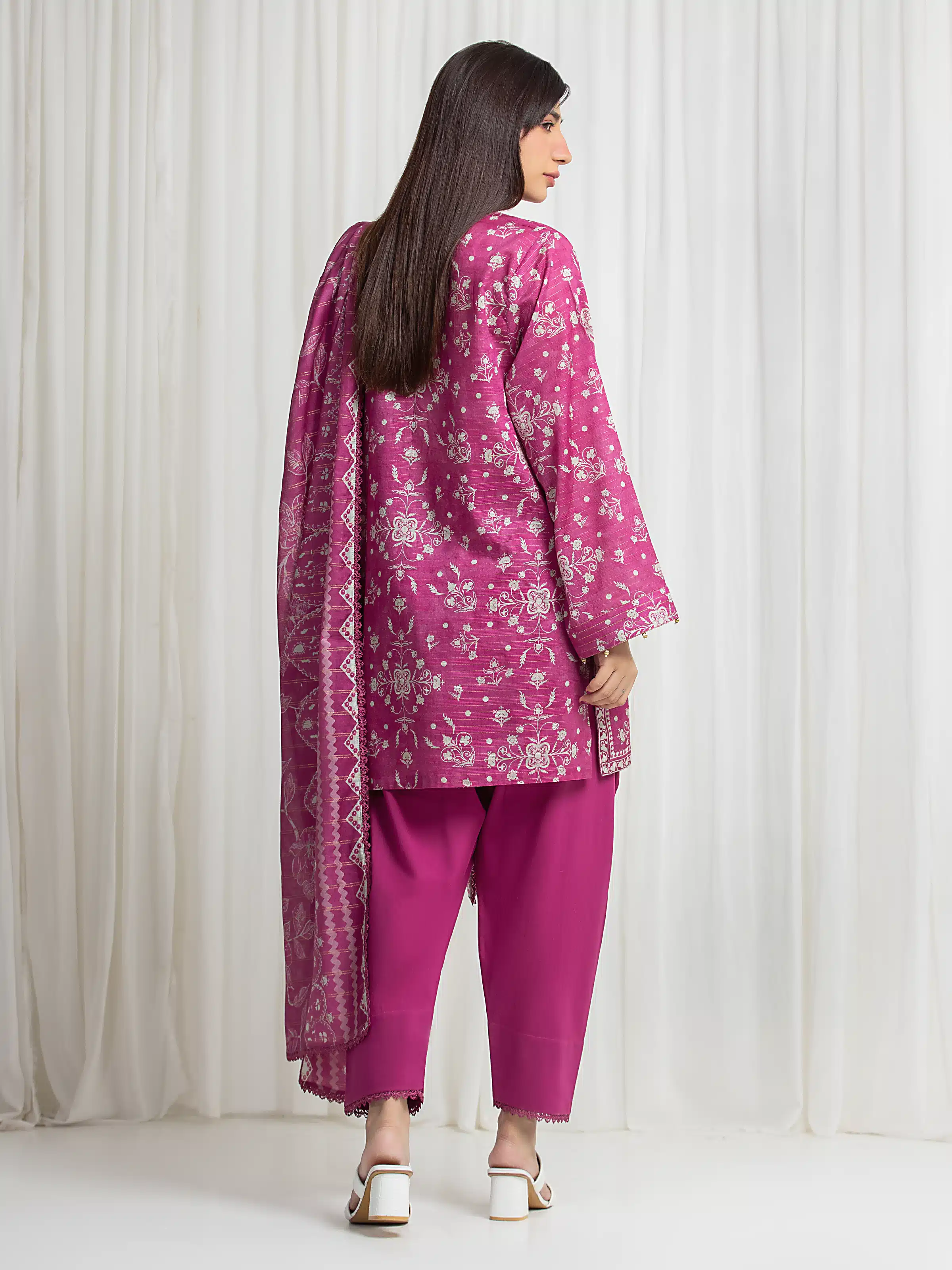Printed Zari Lawn Suit - EWU6M6-070-3P - Image 6
