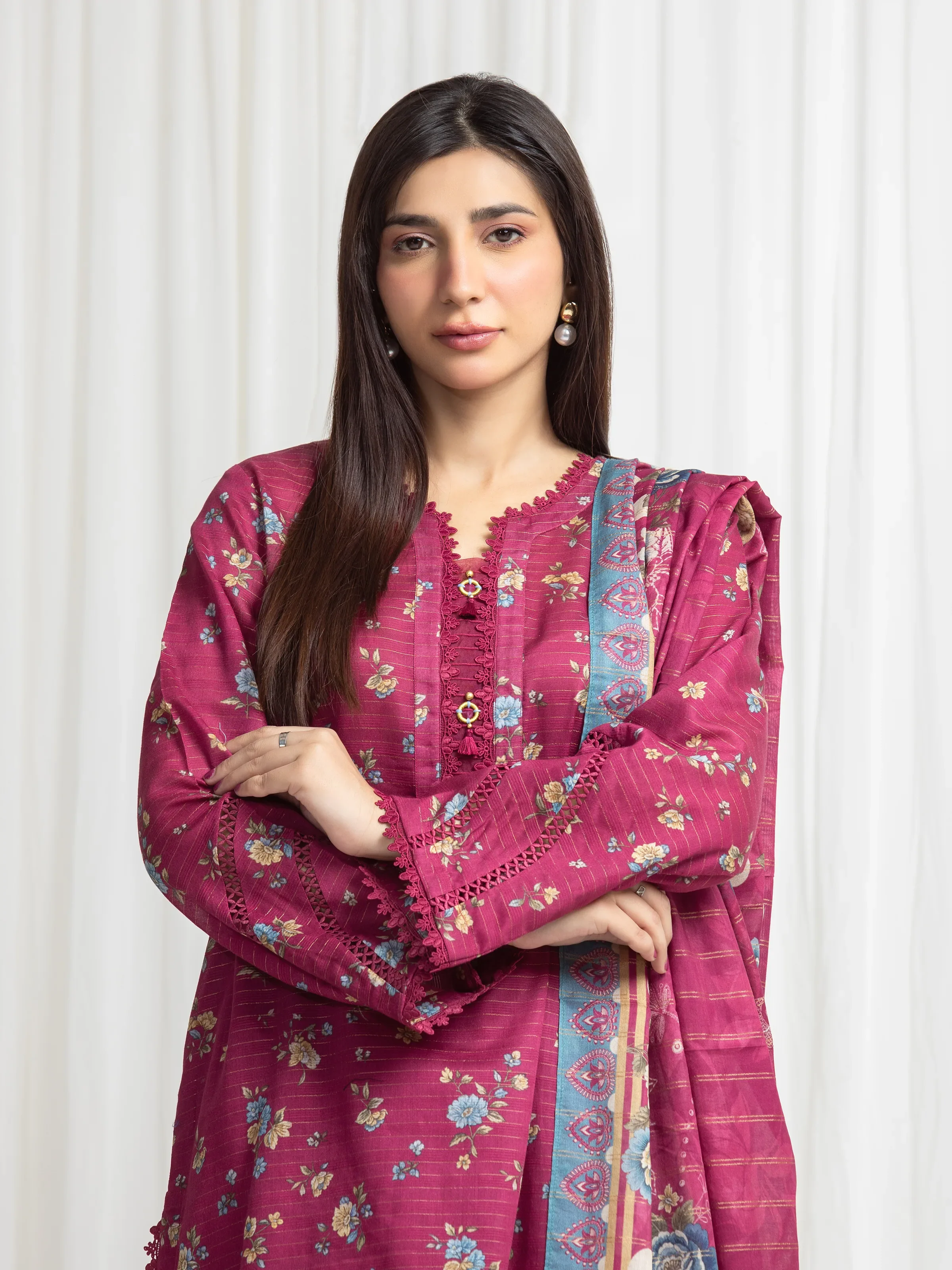 Printed Zari Lawn Suit - EWU6M6-071-3P - Image 2