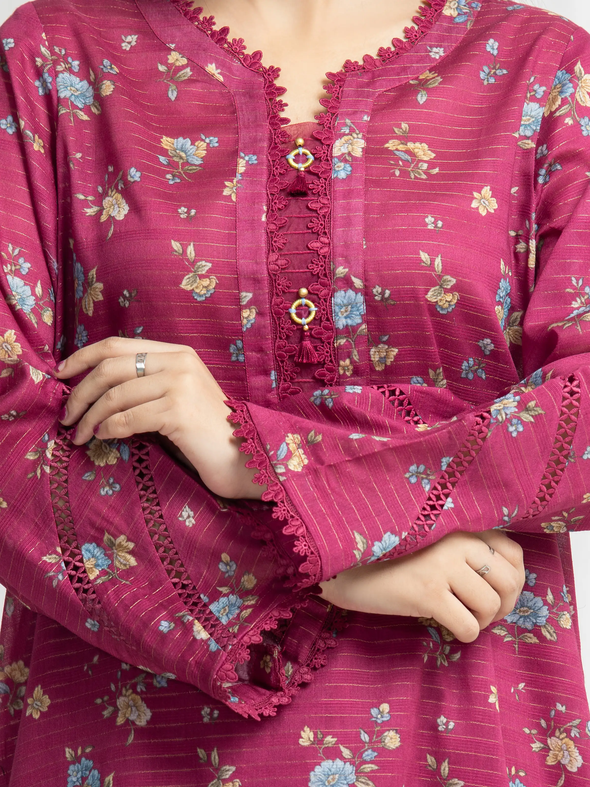 Printed Zari Lawn Suit - EWU6M6-071-3P - Image 4