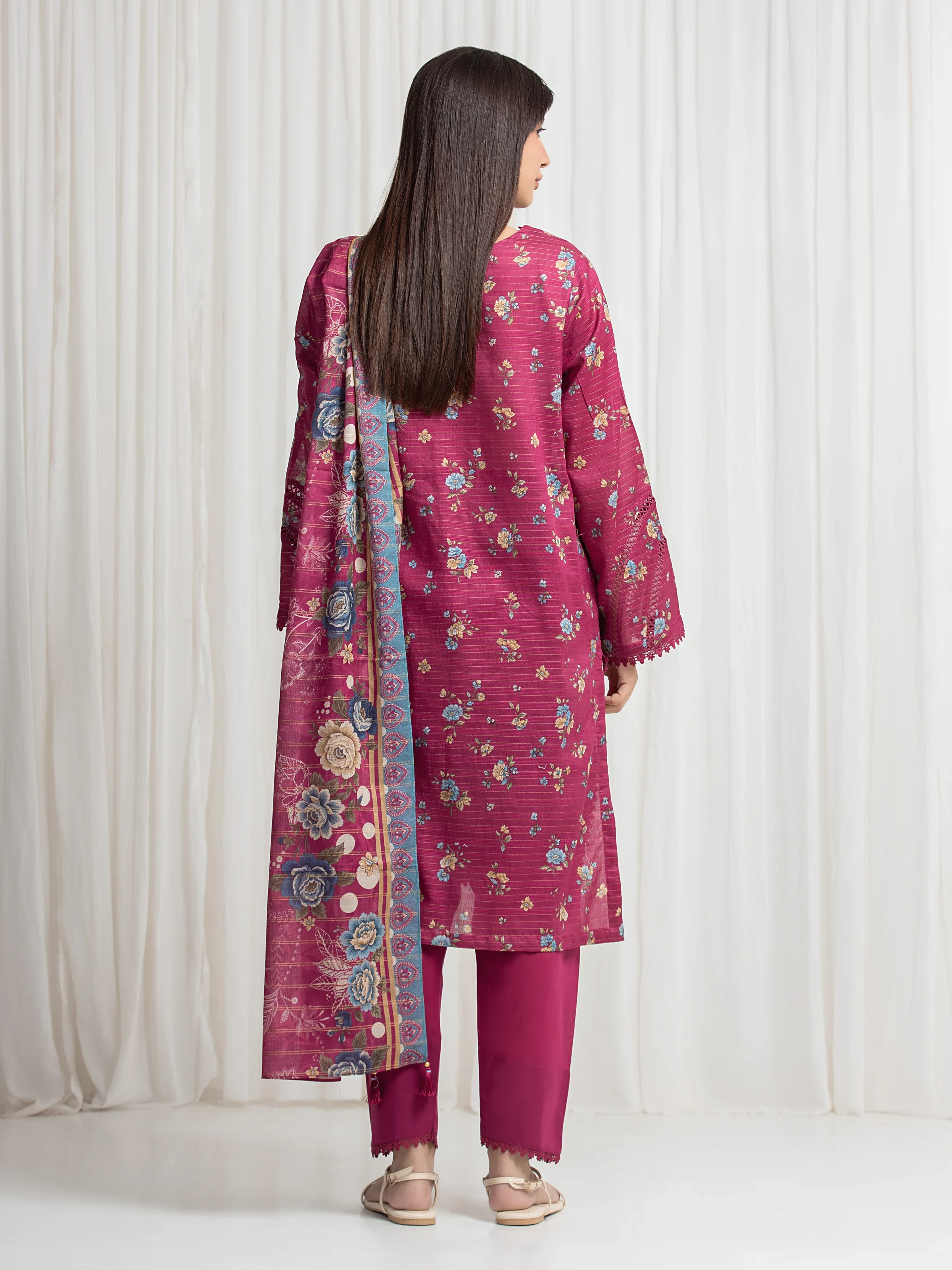 Printed Zari Lawn Suit - EWU6M6-071-3P - Image 6
