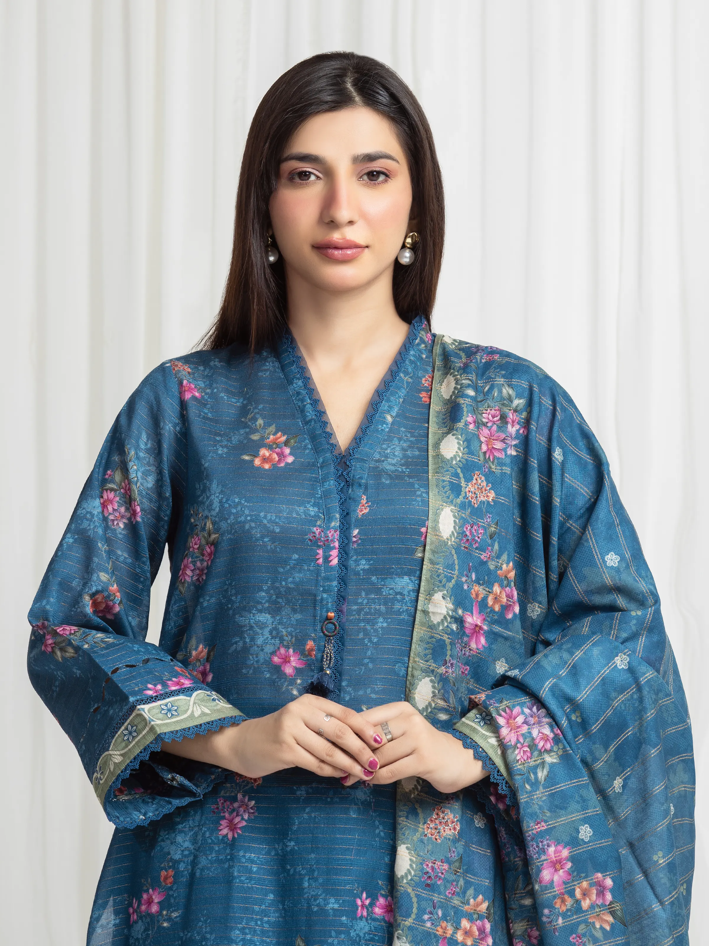 Printed Zari Lawn Suit - EWU6M6-073-3P - Image 2